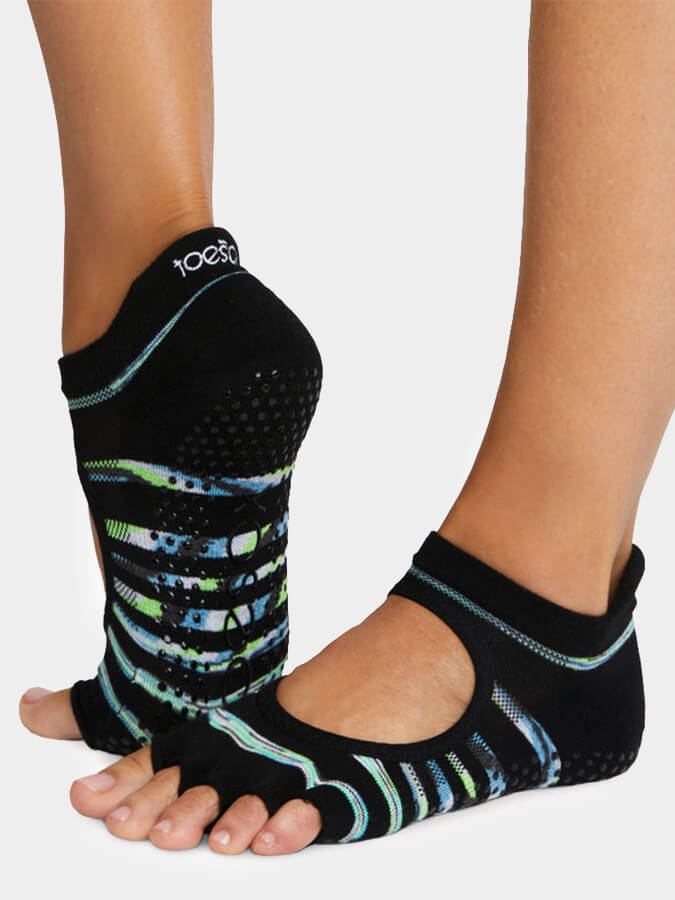ToeSox Bellarina Tec Half Toe Women's Non-Slip Yoga Socks for Barre, Pilates & Dance - Breathable Grip Socks for Studio Workouts