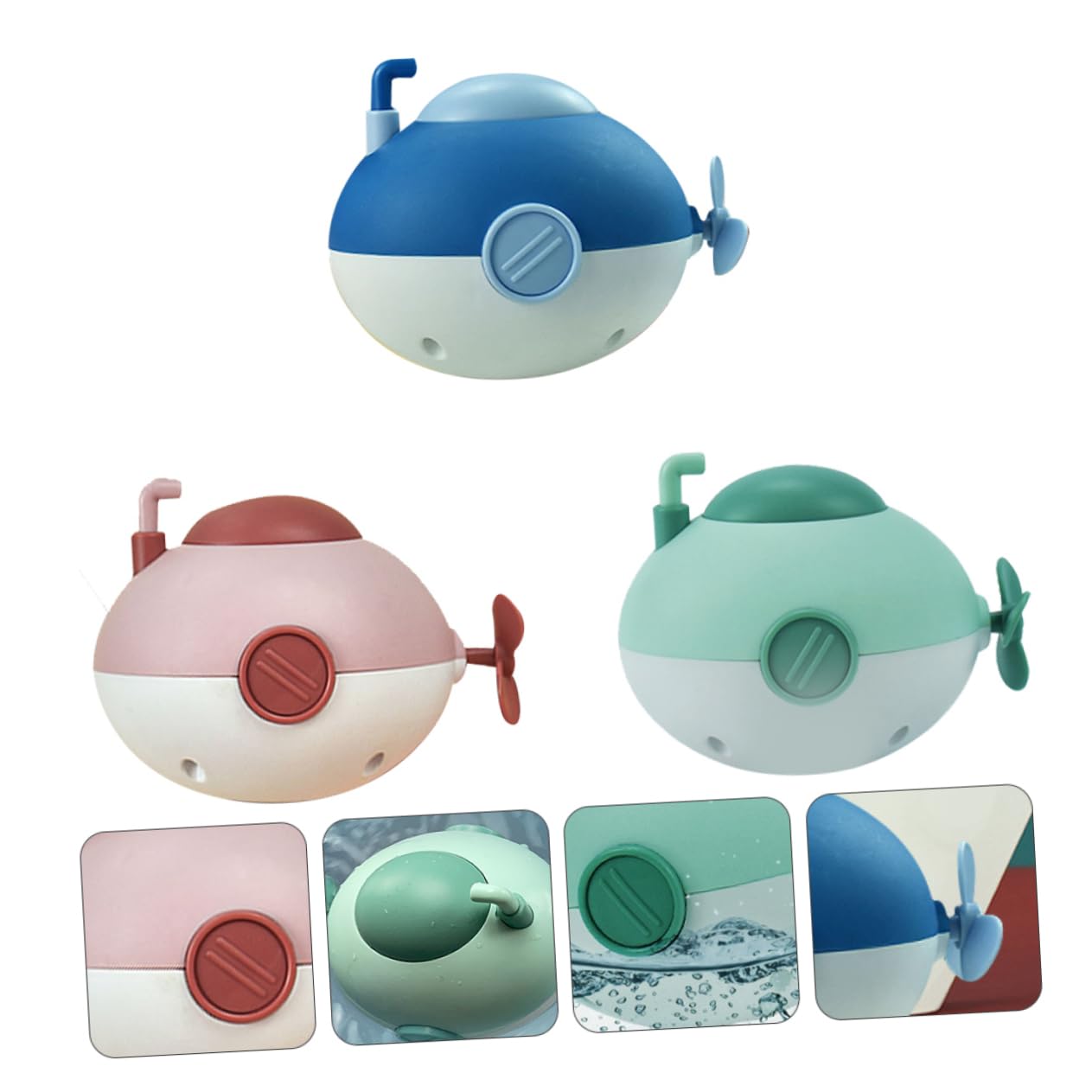 MUSISALY 3 Pack Submarine Bath Toys for Kids - Waterproof Plastic Pool & Bathtub Toys for Toddlers, Fun Shower Time and Indoor Swimming Pool Playtime