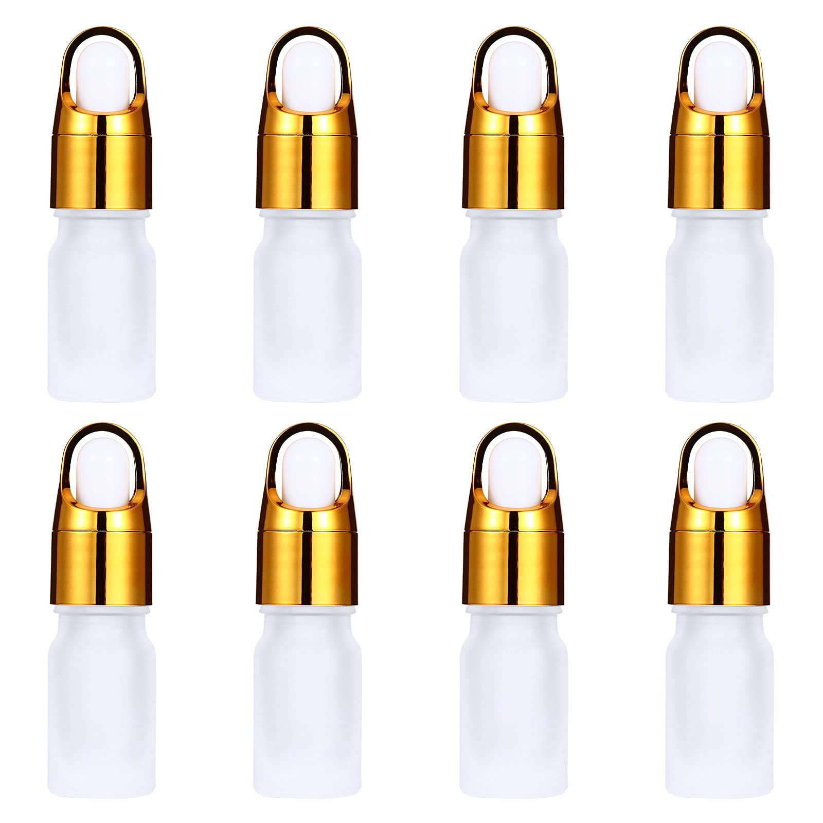 TEHAUX 8-Piece Set Frosted Glass Essential Oil Bottles with Dropper - Refillable Aromatherapy Containers for DIY Blends, Travel & Home Use