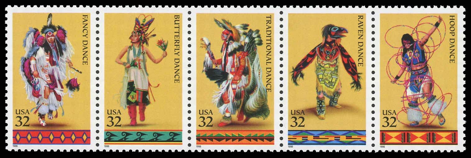 Native American Dances Stamps (5pc) - Mint Never Hinged for Collectors