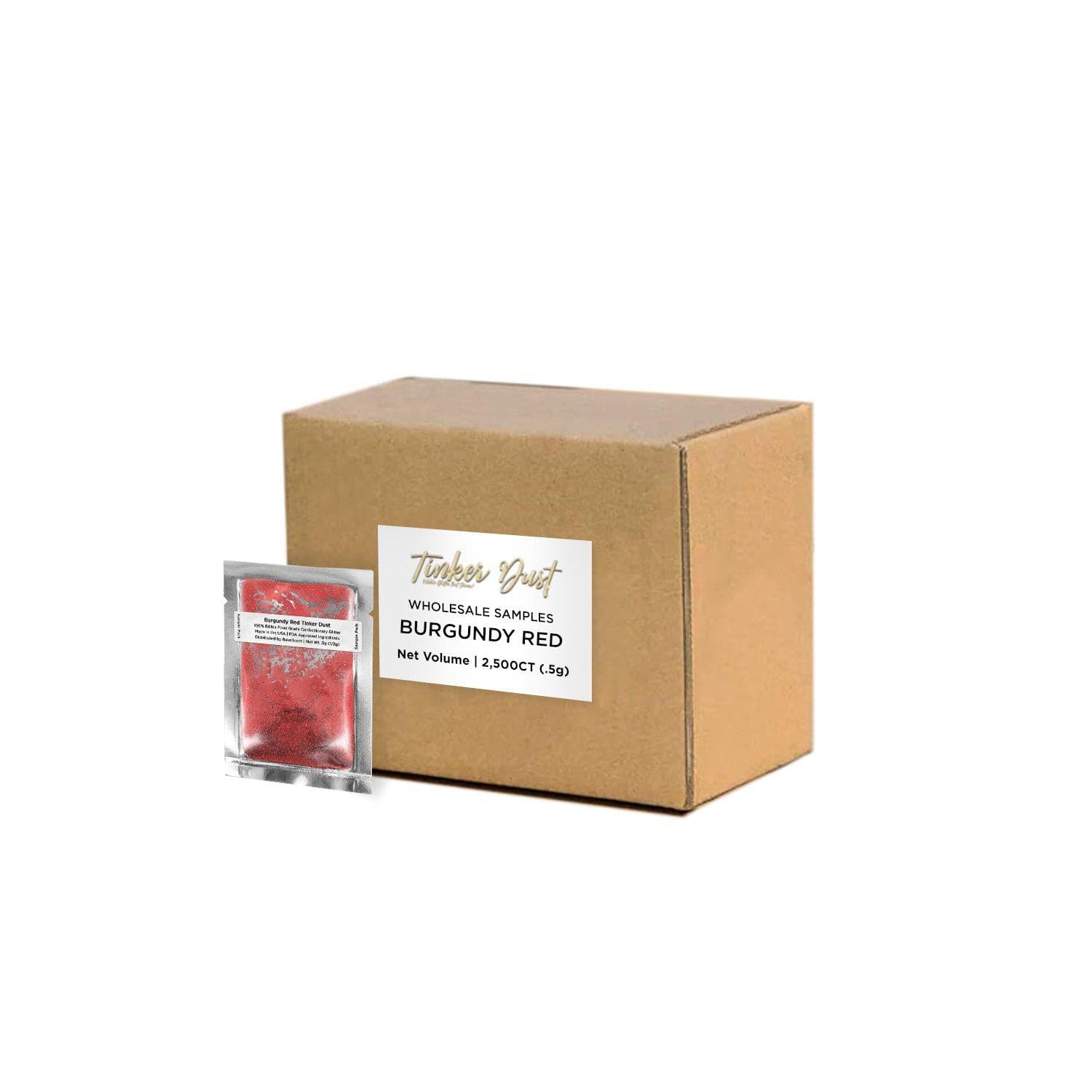 Burgundy Red Tinker Dust® Glitter Sample Packs - Bulk Wholesale for DIY Crafts, Nail Art, and Scrapbooking