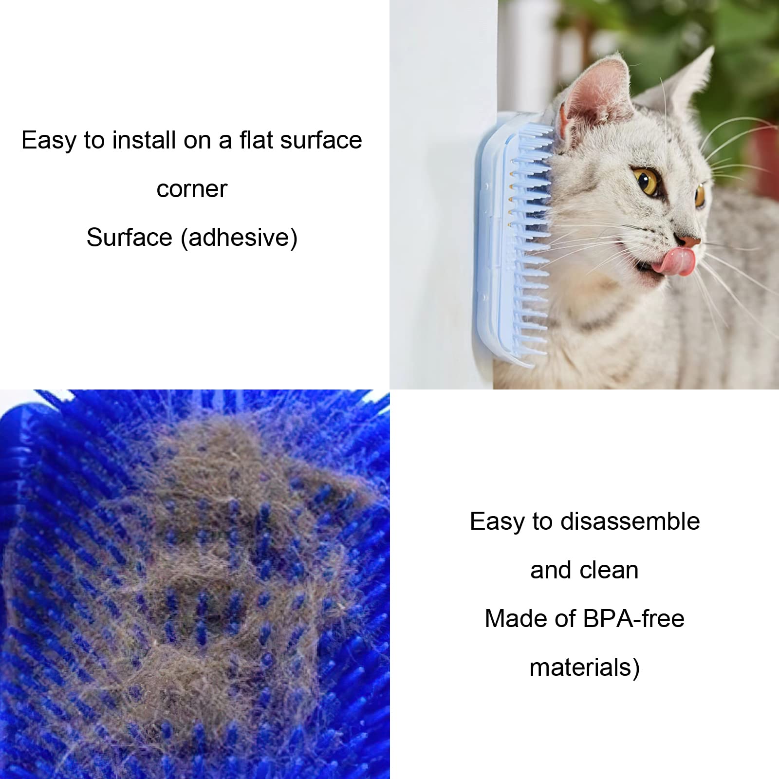 5-Pack Cat Grooming Kit - Self Grooming Face Massager with Catnip Pouch, Soft Brush for Indoor Cats, Wall Corner Scratcher & Fur Comb for Long/Short Hair - Perfect for Stress Relief & Coat Maintenance at Home