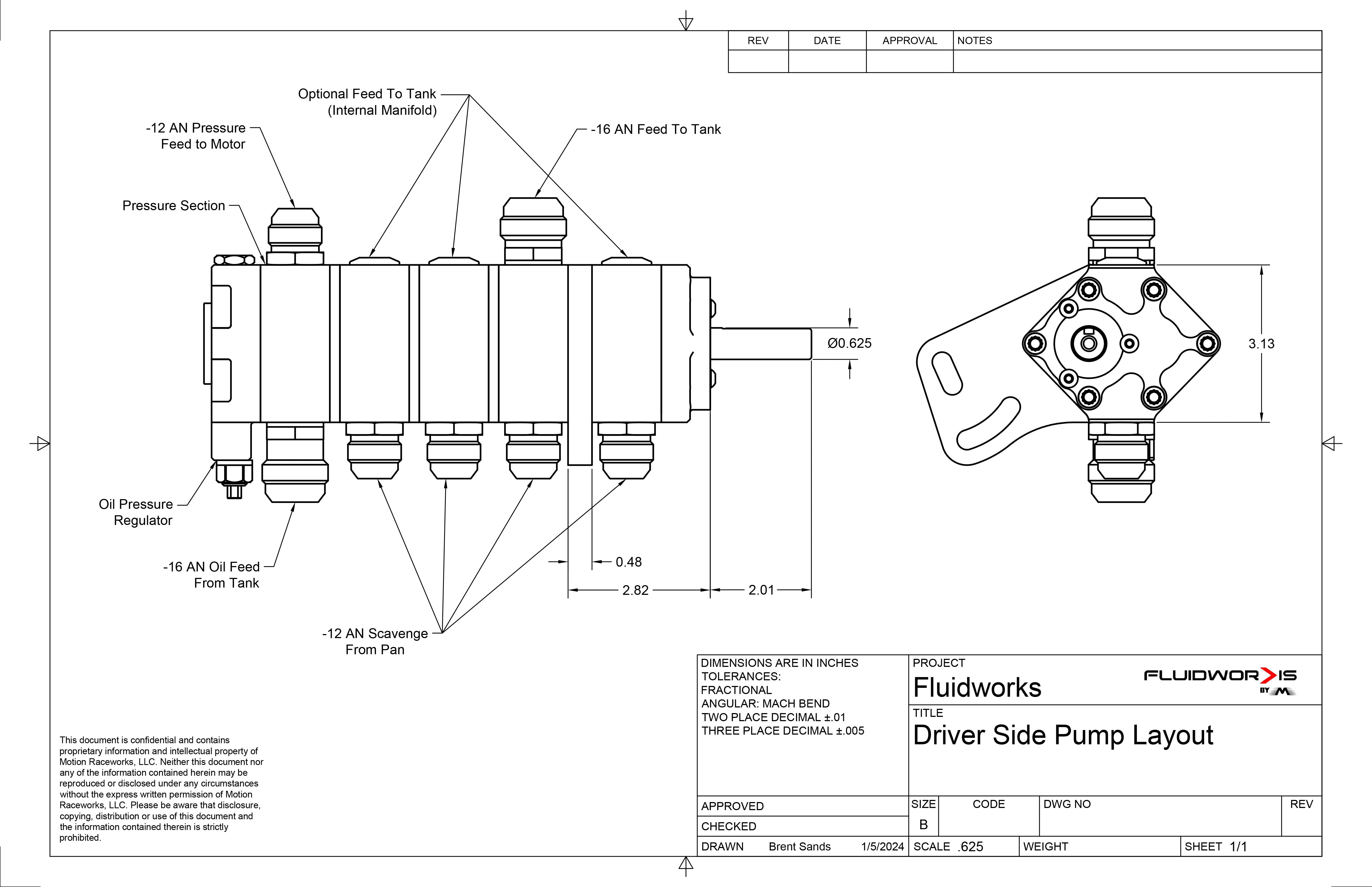 Fluidworks 3-Stage Belt Drive Racing Dry Sump Oil Pump - Standard Rotation 5300 RPM - High Performance Engine Oil Pump for Drag Racing, Road Course & Motorsports