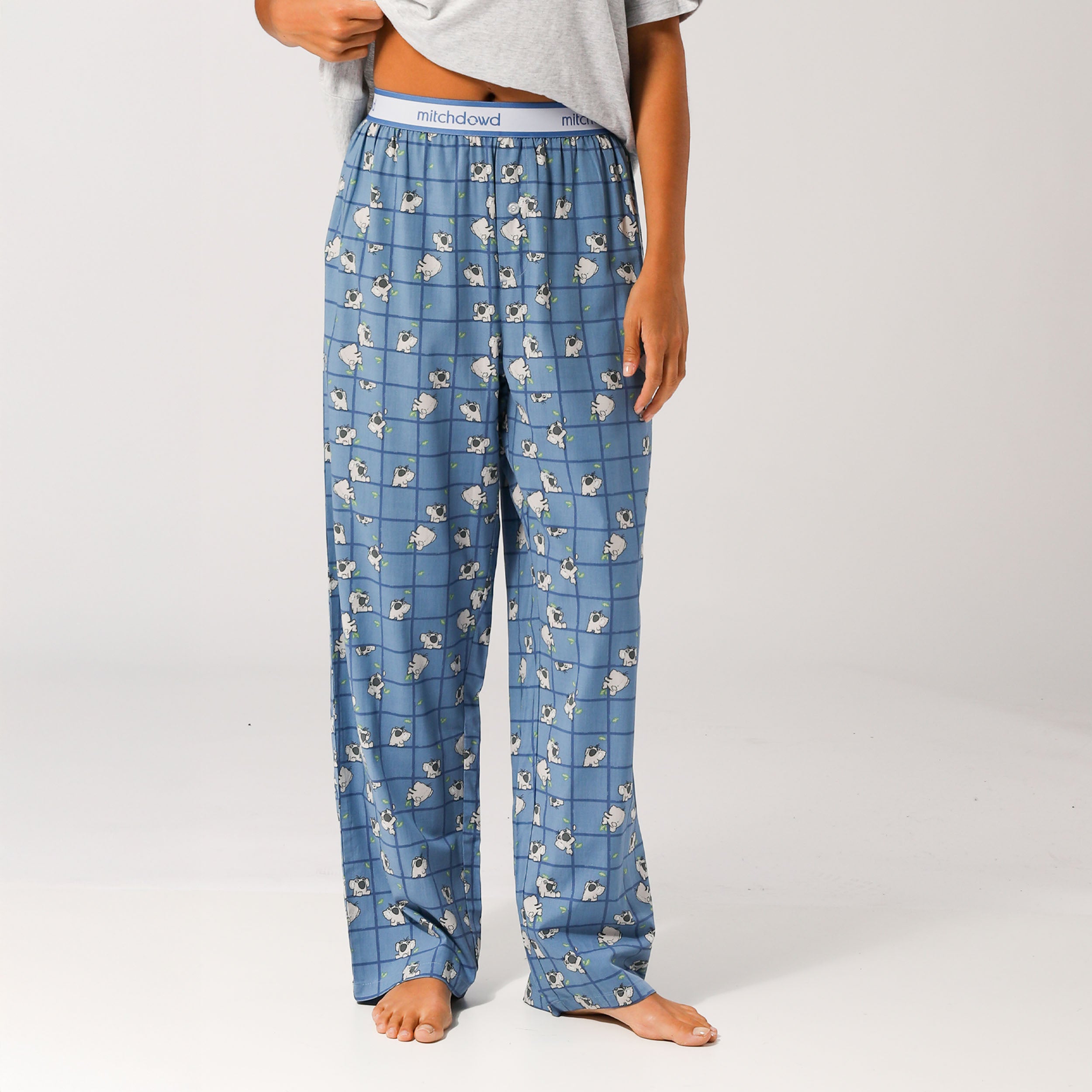Women's Soft Koala Sleep Pants - Cozy Lounge Pajama Bottoms for Relaxing at Home & Sleeping - Blue