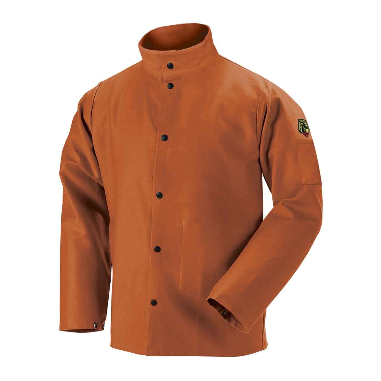Black Stallion FB2-30C TruGuard 200 FR Cotton Welding Jacket - Flame Resistant, Brown, Small - Ideal for Welding, Metalworking, and Industrial Safety