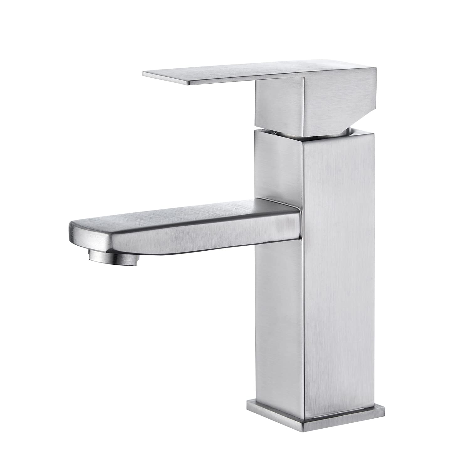 Stainless Steel Single Handle Bathroom Sink Faucet - Brushed Nickel for Vanity & Laundry