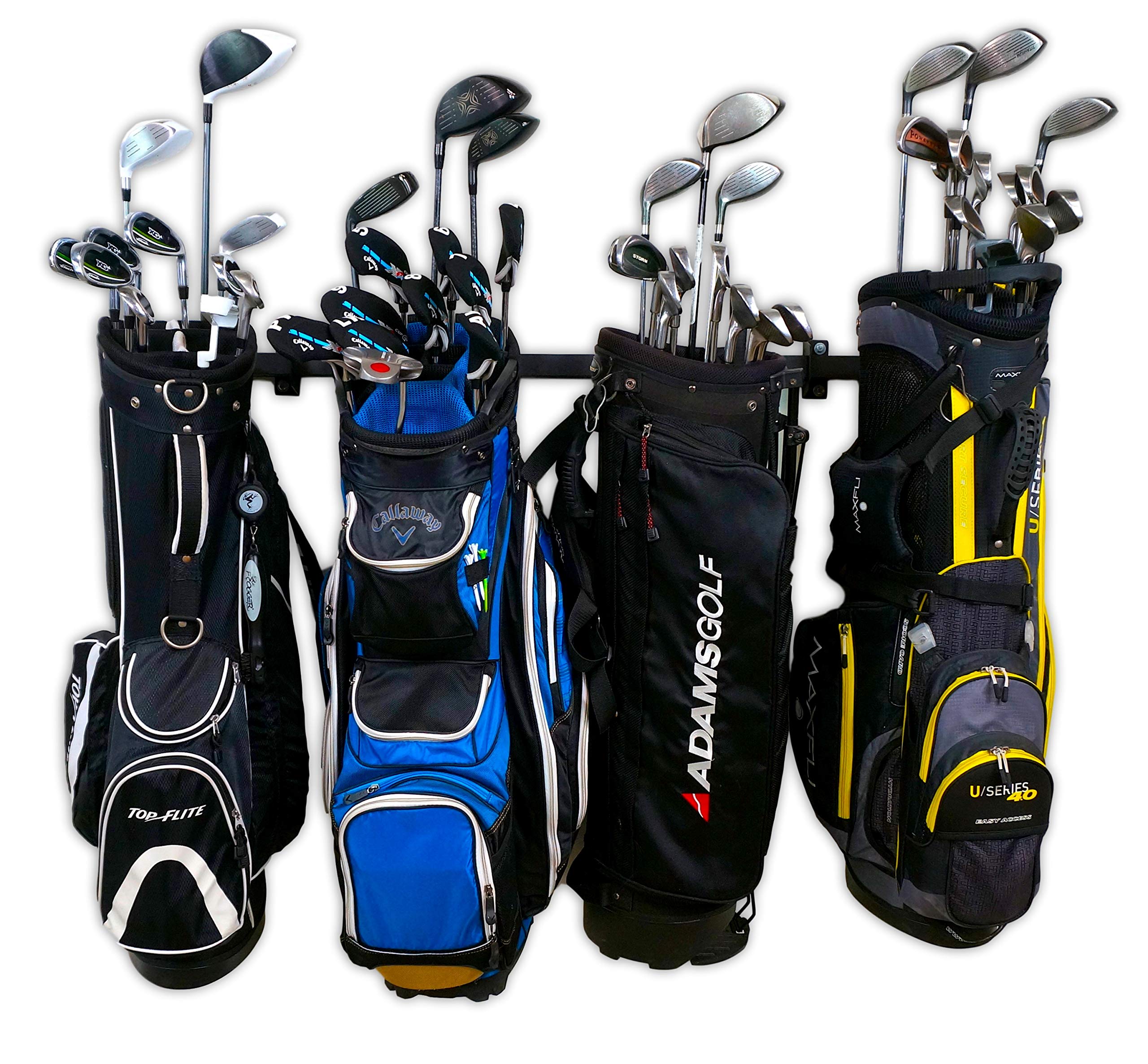 StoreYourBoard 4 Golf Bag Wall Mount Rack - Adjustable Garage Storage Hooks & Golf Club Organizer for Home, Garage, or Golf Course Storage