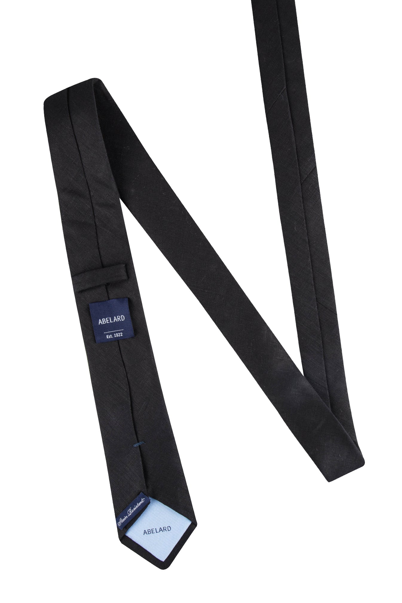 ABELARD Plain Linen Tie for Men - Classic Black Necktie for Business, Wedding & Formal Occasions