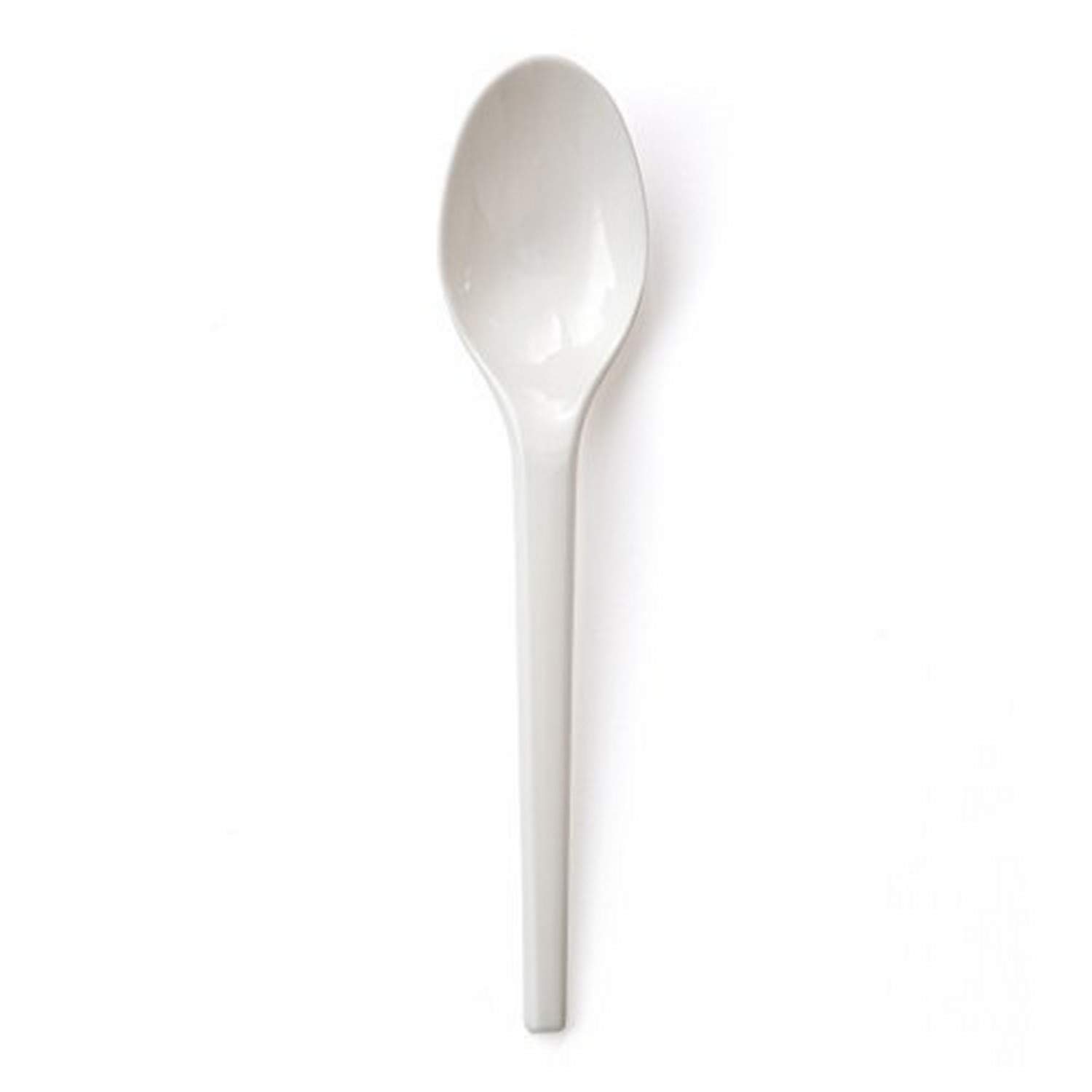Susty Party Supplies Heavy Duty 50-Pack White Plastic Spoons - Perfect for Parties, Picnics, and Events | Eco-Friendly Disposable Cutlery