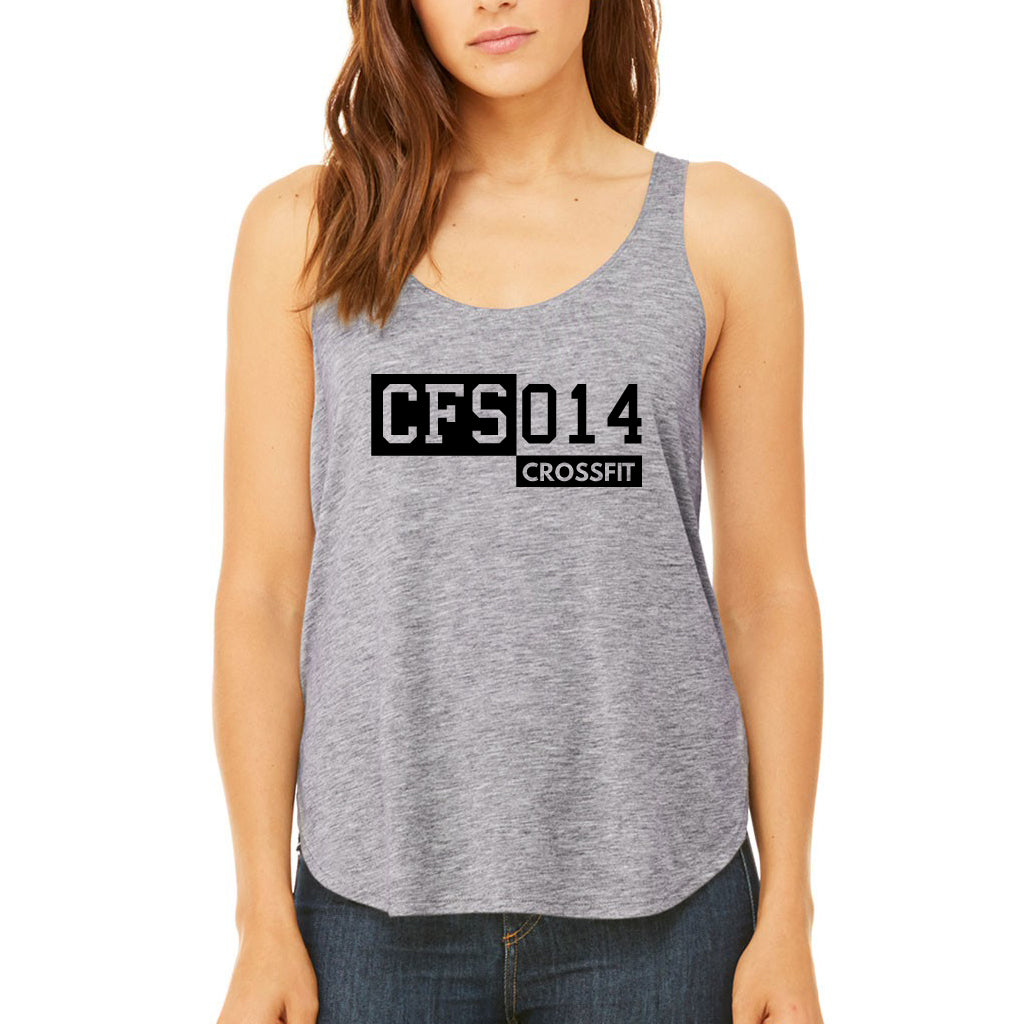 Crossfit Schoten Flowy Slide Slit Tank with Logo - Women's Workout & Gym Training Top for Yoga, Running & Fitness