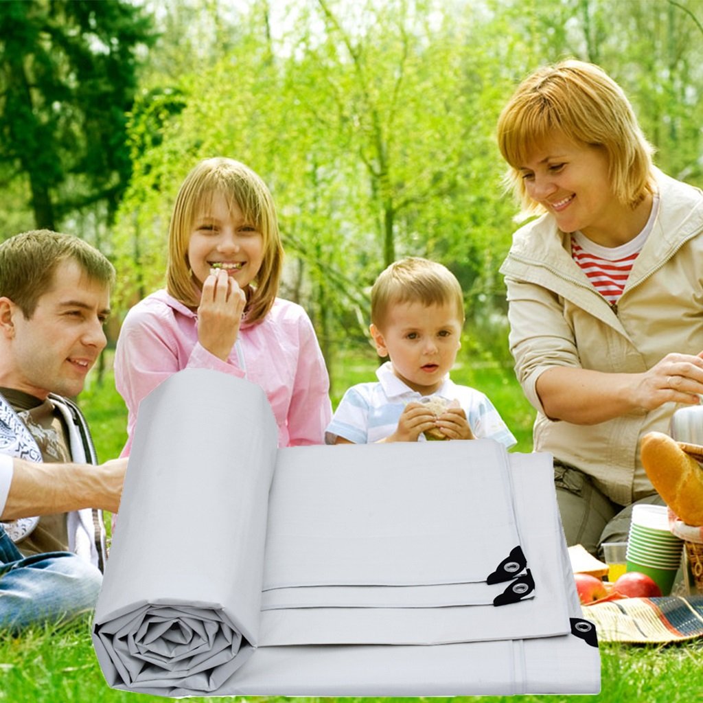 Premium White PVC Tarpaulin - Heavy Duty Waterproof Roof Cover, Garden Rain Protection, Camping Ground Sheet - Windproof & Moistureproof (4Mx3M/13FTx10FT) for Outdoor Camping, Construction, and Emergency Shelter Use