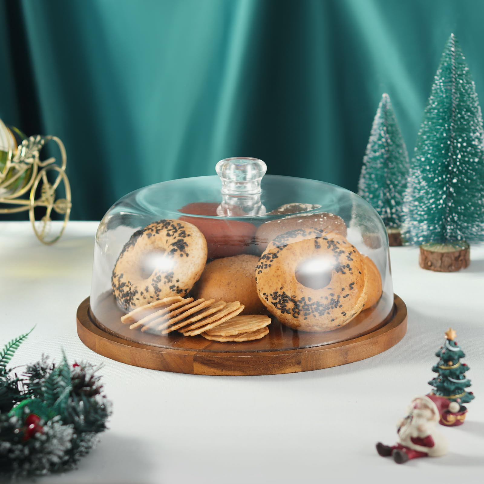 Wooden Cake Stand with Acrylic Dome Lid - 11.8