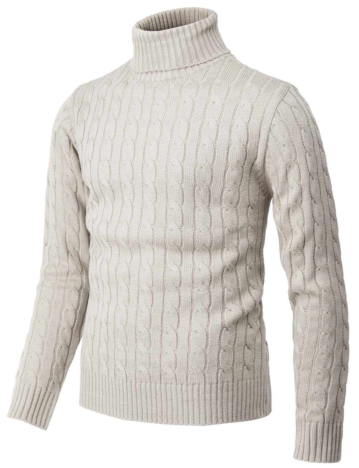 Men's Slim Fit Turtleneck Sweater - Warm Knit Pullover for Winter - Casual & Office Wear - H2H Thermal Long Sleeve Top for Cold Weather Outfits