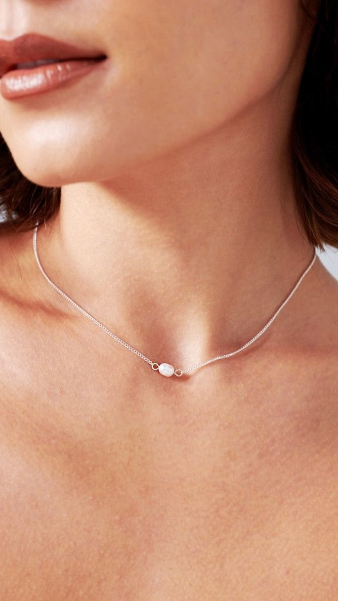Elegant Kimmy Silver Pearl Necklace for Women - Perfect for Weddings, Parties & Everyday Wear