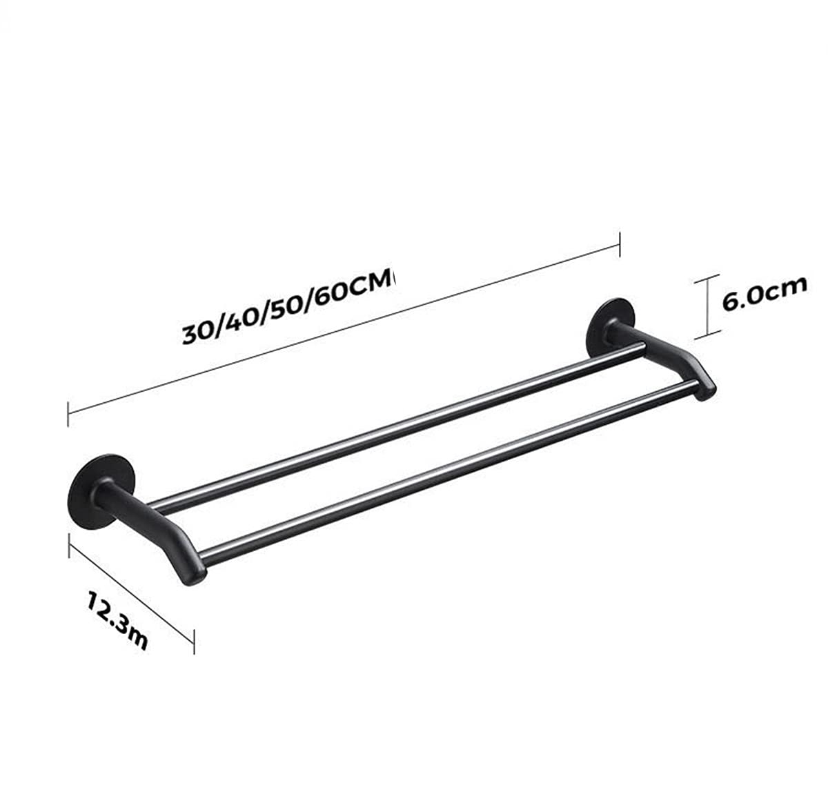 Premium SUS304 Stainless Steel Bath Towel Bar - Heavy Duty Wall Mounted Towel Rack for Bathroom, 60cm Black Bathroom Accessories - Perfect for Spa, Hotel & Home Decor