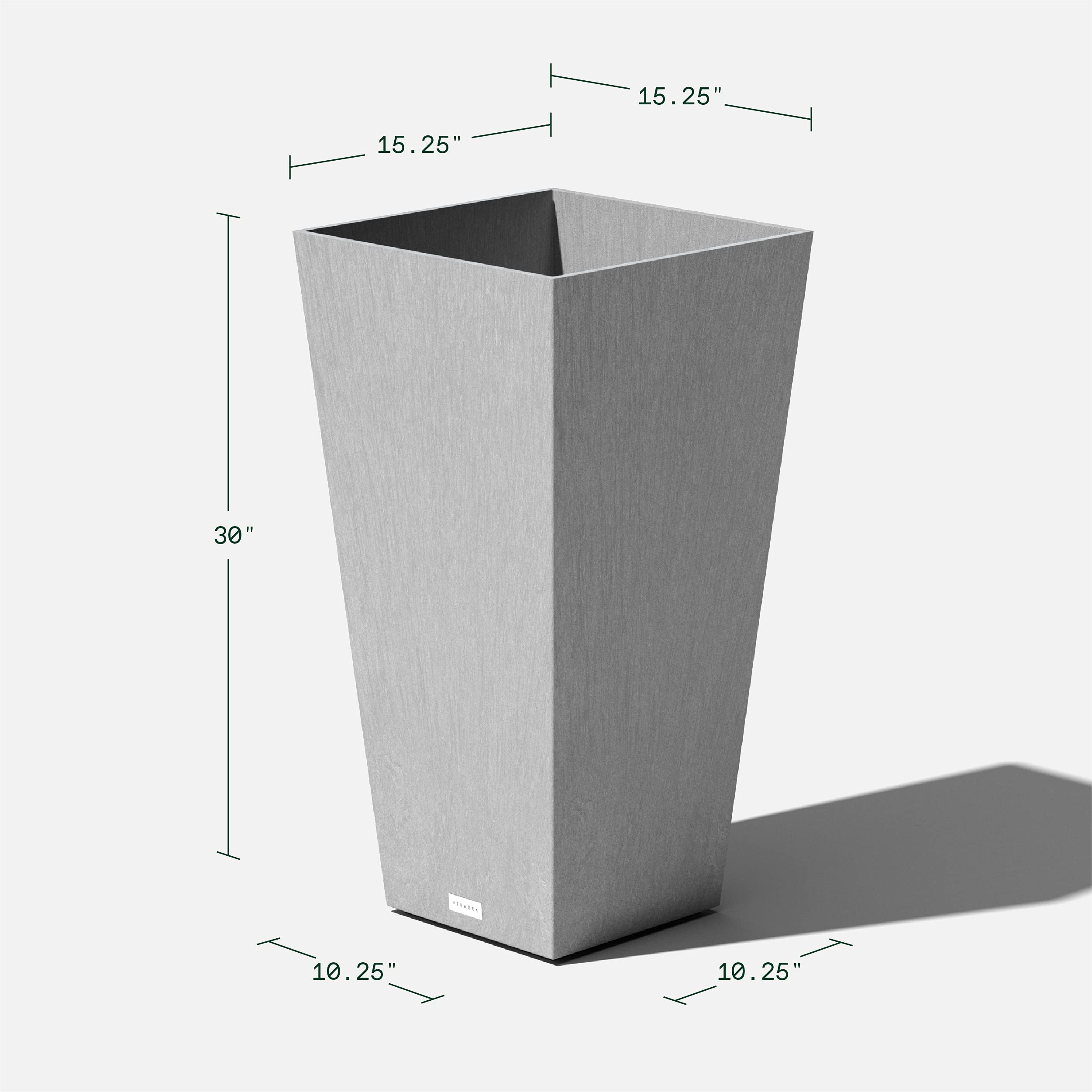 Veradek V-Resin 30 Inch Grey Taper Planter for Indoor & Outdoor Use - Perfect for Patio, Garden, and Home Decor
