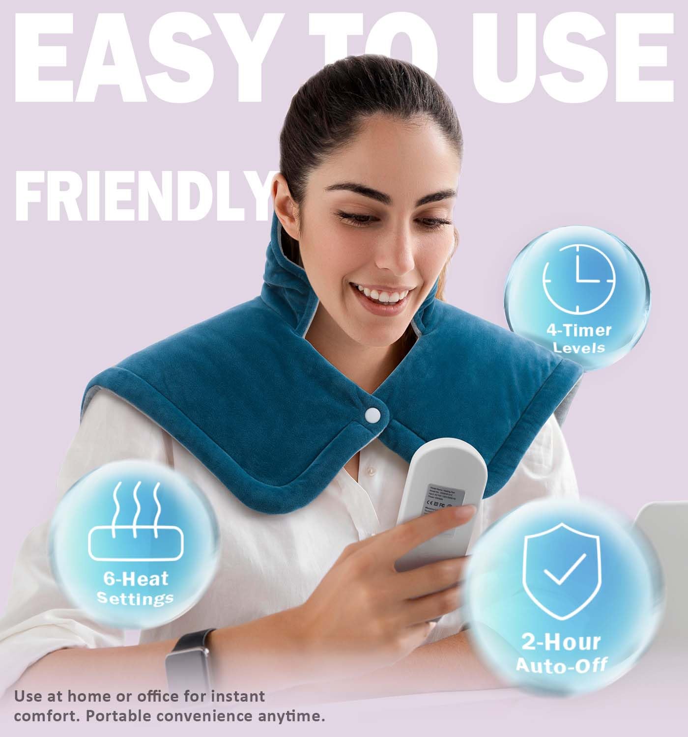 Weighted Heating Pad for Neck and Shoulder Pain Relief - 2lb Microwaveable Warm Pad with 6 Heat Settings & Auto-Off - Perfect Gift for Women, Men, Mom, Dad (Valentine's Day, Christmas, Mother's Day) - Use at Home, Office or While Traveling for Muscle Relaxation