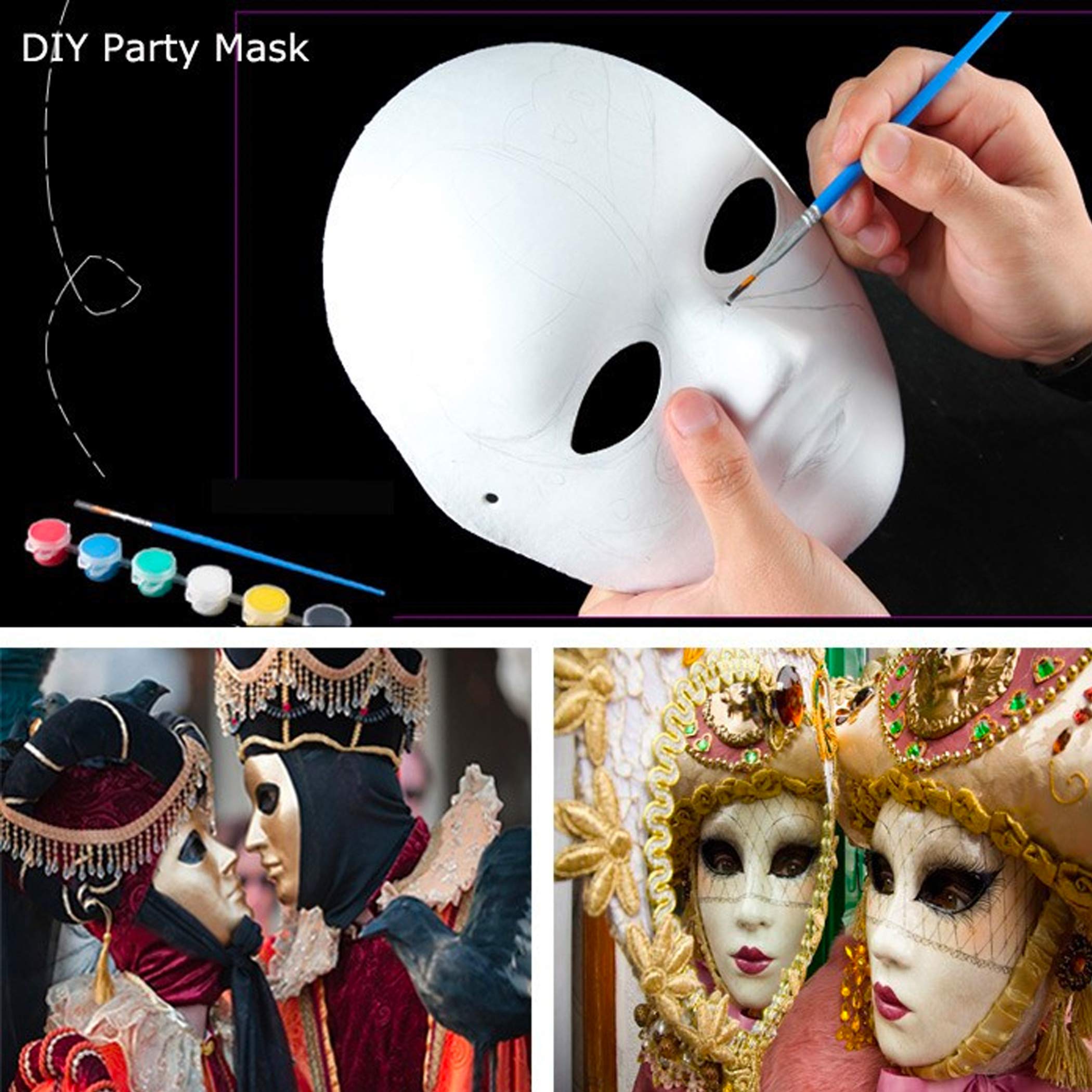 CALPALMY 14&16 Pack Paper Mache Masks - 2 Sizes for DIY Art Projects, Theater Costumes, Halloween Decor, Masquerade Parties & Classroom Activities | Perfect for Crafting, Cosplay & Holiday Celebrations