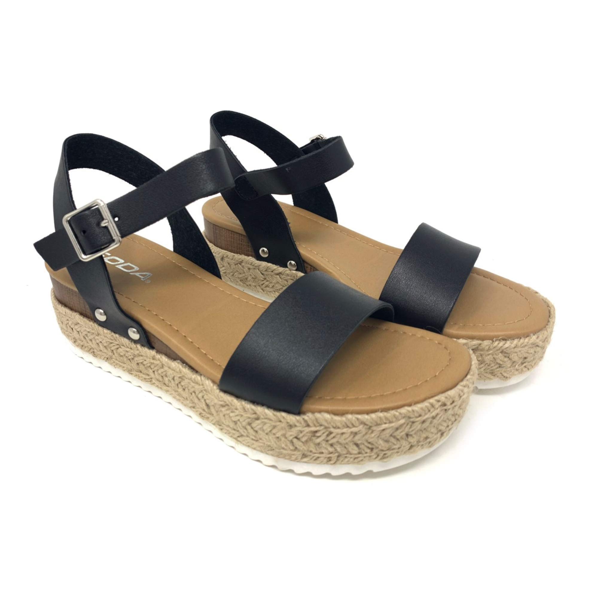 Women's Open Toe Platform Sandals with Clip Detail - Comfortable Casual Summer Shoes for Beach, Walking, and Outdoor Activities