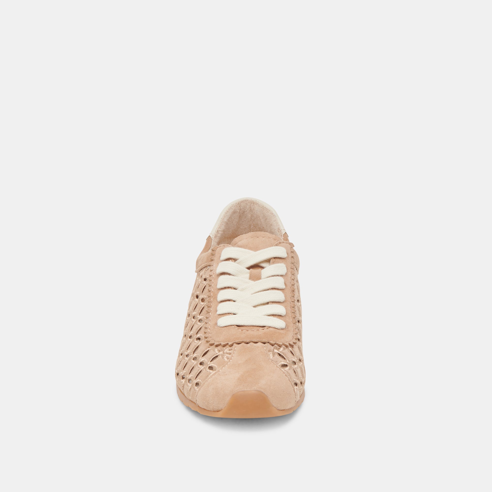DANIE EYELET PERF SNEAKERS CAMEL SUEDE - Women's Fashion Sneakers for Casual Wear, Work & Everyday Comfort