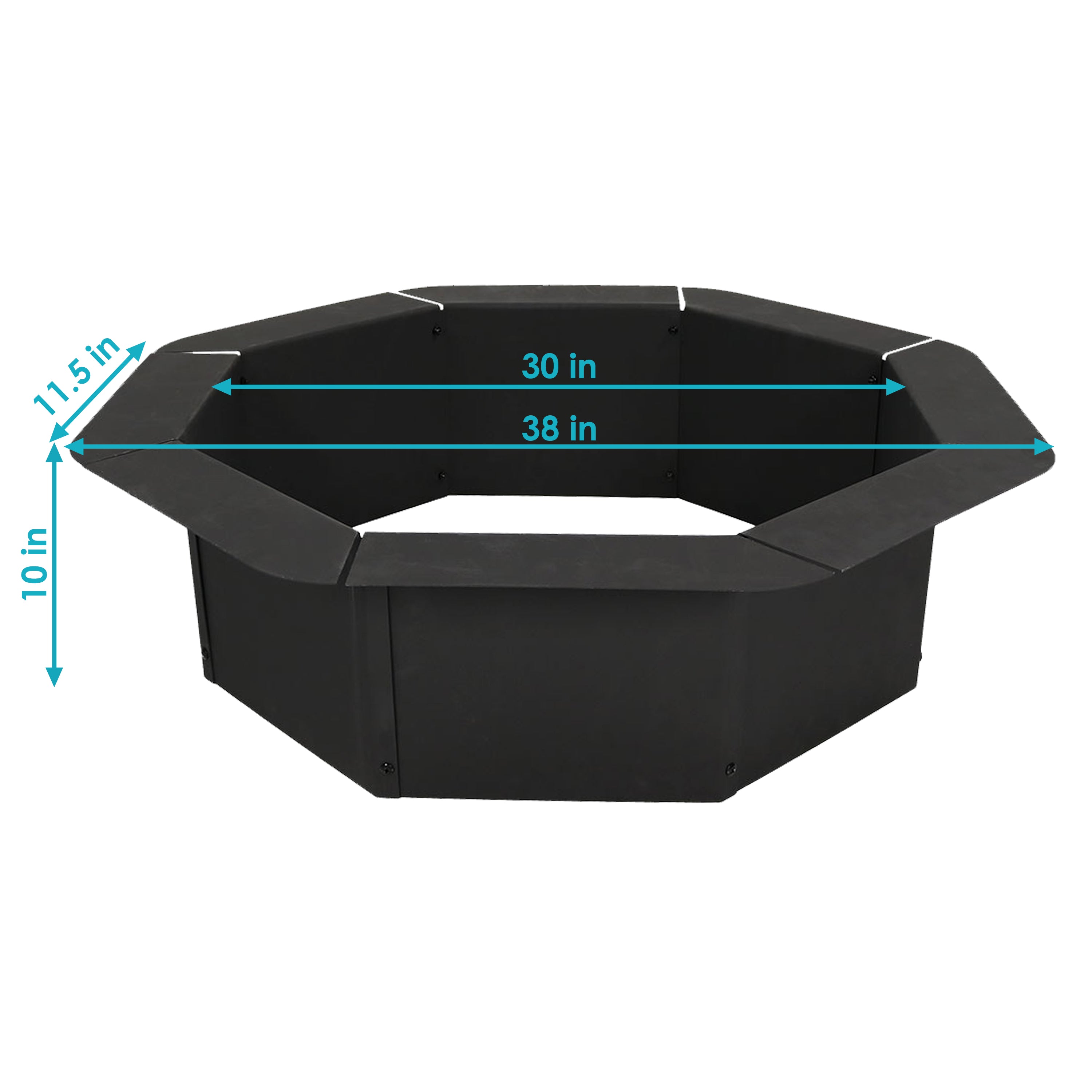 Heavy Duty Steel Octagon Fire Pit Ring - 30-Inch Inside Diameter for Outdoor Camping, Backyard Bonfires & Patio Gatherings
