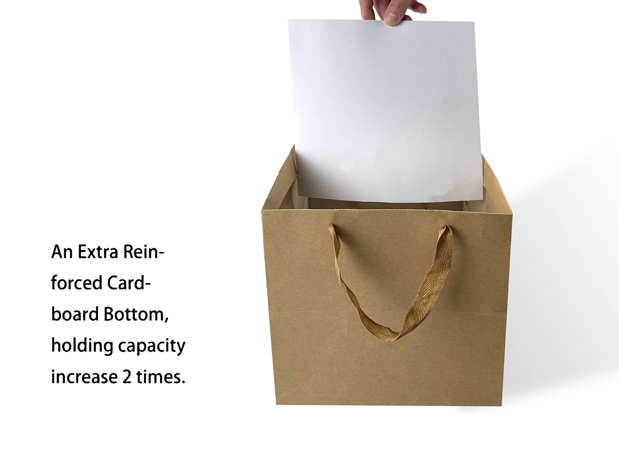 HUAPRINT 12 Pack Brown Kraft Paper Bags with Handles - 8x8x8 Inch Square Gift Bags for Shopping, Party Favors, Birthday Goodies, Take-Out & Retail Merchandise | Eco-Friendly & Durable for Stores, Events & Home Use