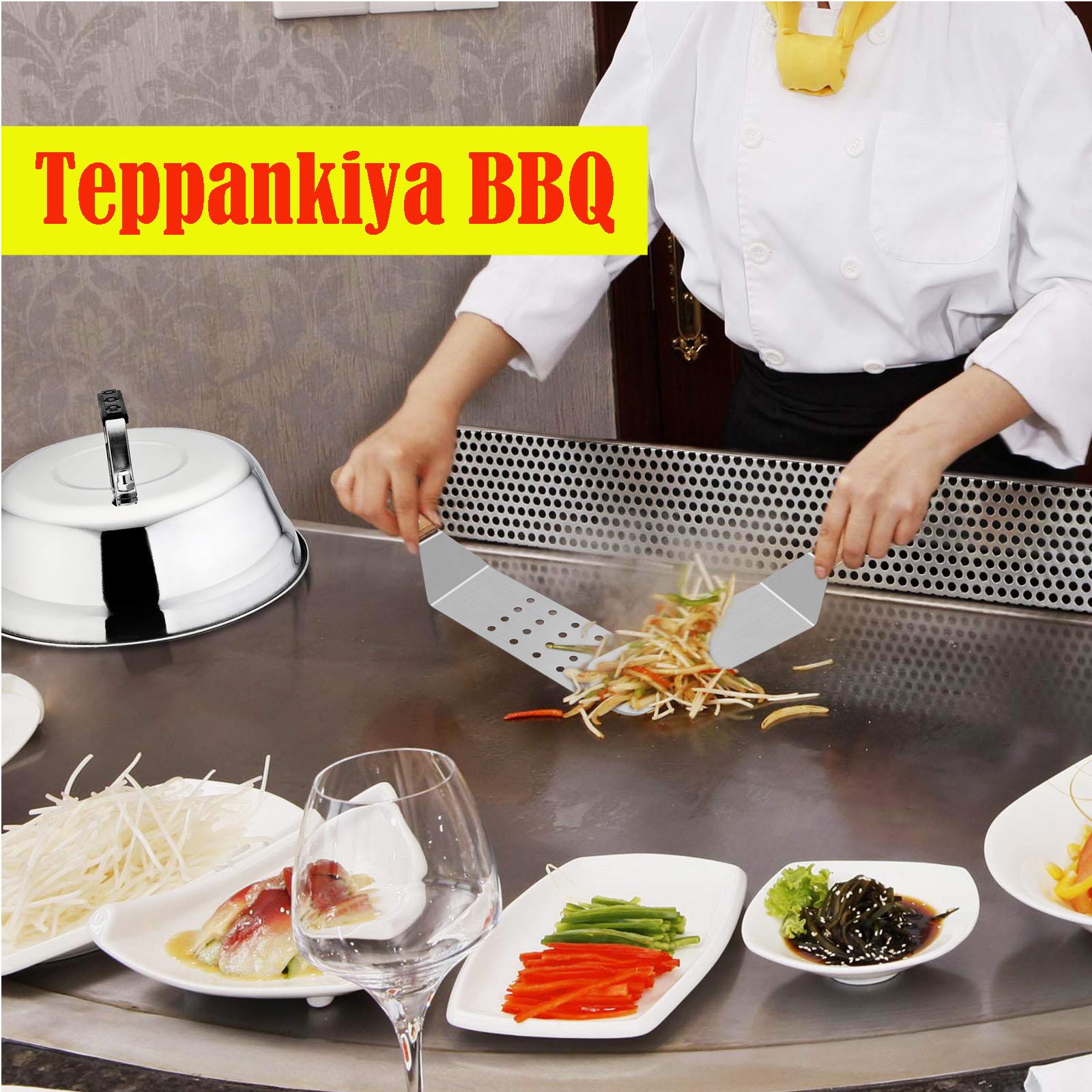 Premium Stainless Steel Spatula Set with Wooden Handle - Heavy Duty BBQ & Griddle Tools for Pancakes, Burgers, Teppanyaki - Indoor & Outdoor Cooking Essentials for Grilling, Camping, Backyard BBQs