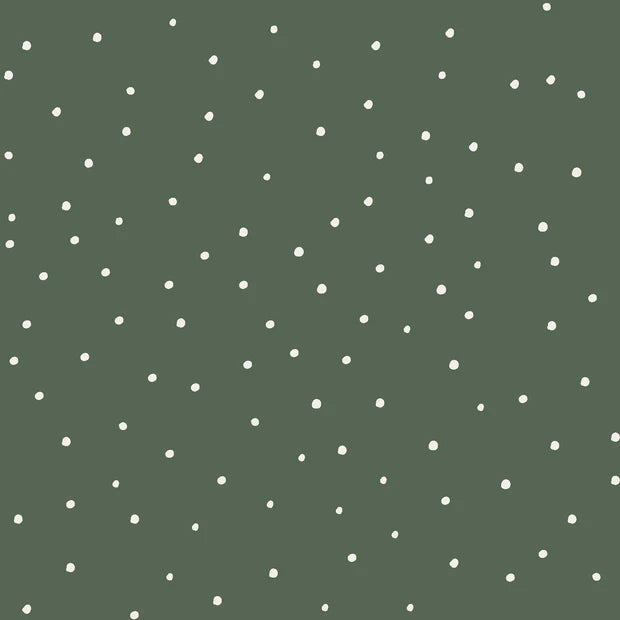 Premium Cotton Poplin Fabric with Dots - Khaki Green - Perfect for Dresses, Shirts & DIY Sewing Projects