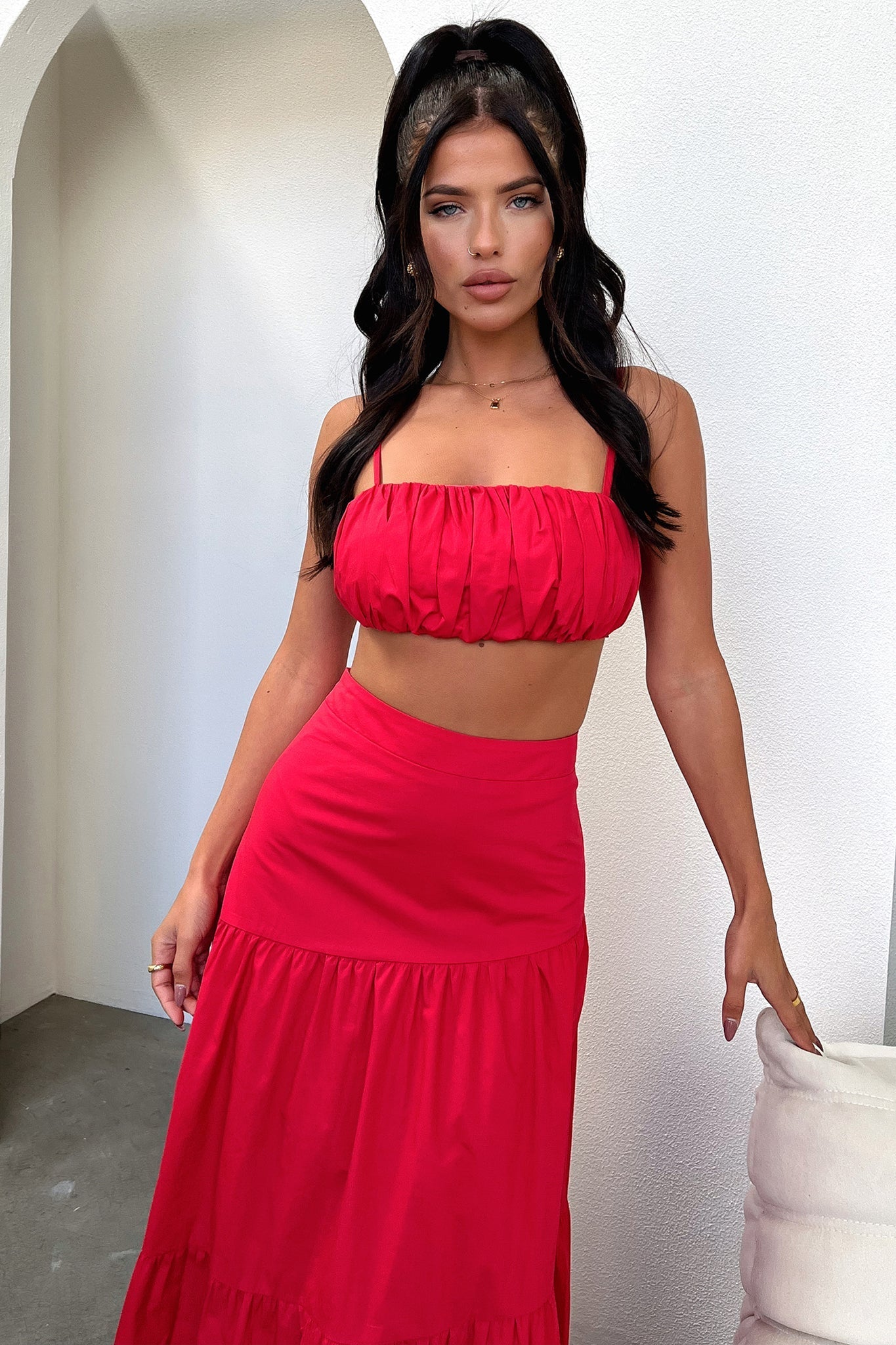 Lateisha Crop Top Women's Fashion Short Sleeve T-Shirt in Red | Casual Summer Outfit, Beachwear, Street Style