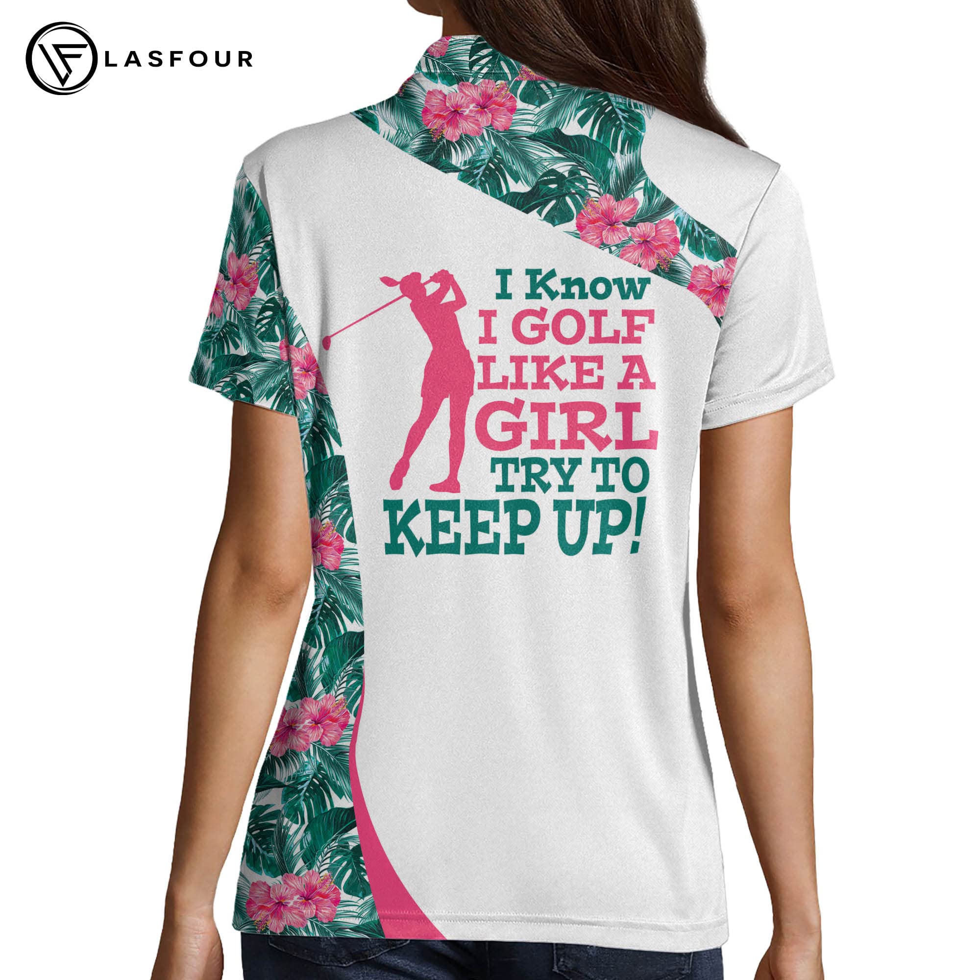 LASFUN Custom Women's Golf Shirts Short Sleeve - 3D Printed Funny Golf Outfits for Ladies - Moisture Wicking Performance Polo for Golfing, Practice & Casual Wear