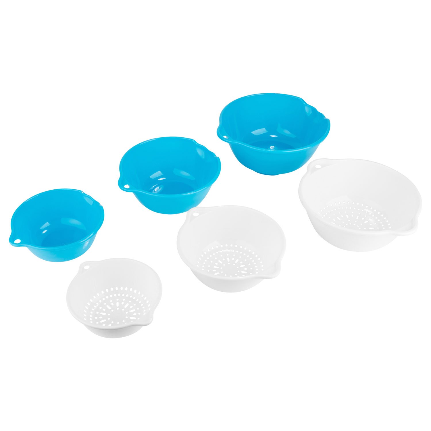 SumacLife 6-Piece Stainless Steel Colander Set with Drip Bowl - Perfect for Washing Fruits, Vegetables & Pasta - Sky Blue Kitchen Strainer for Salad Prep, Draining & Healthy Cooking
