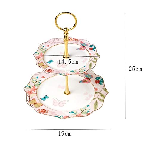 Elegant Ceramic Cake Stand Set - Double Decker Dessert Tray for Afternoon Tea, Snacks & Fruit Display | Perfect for Living Room, Parties & European-Style Dining