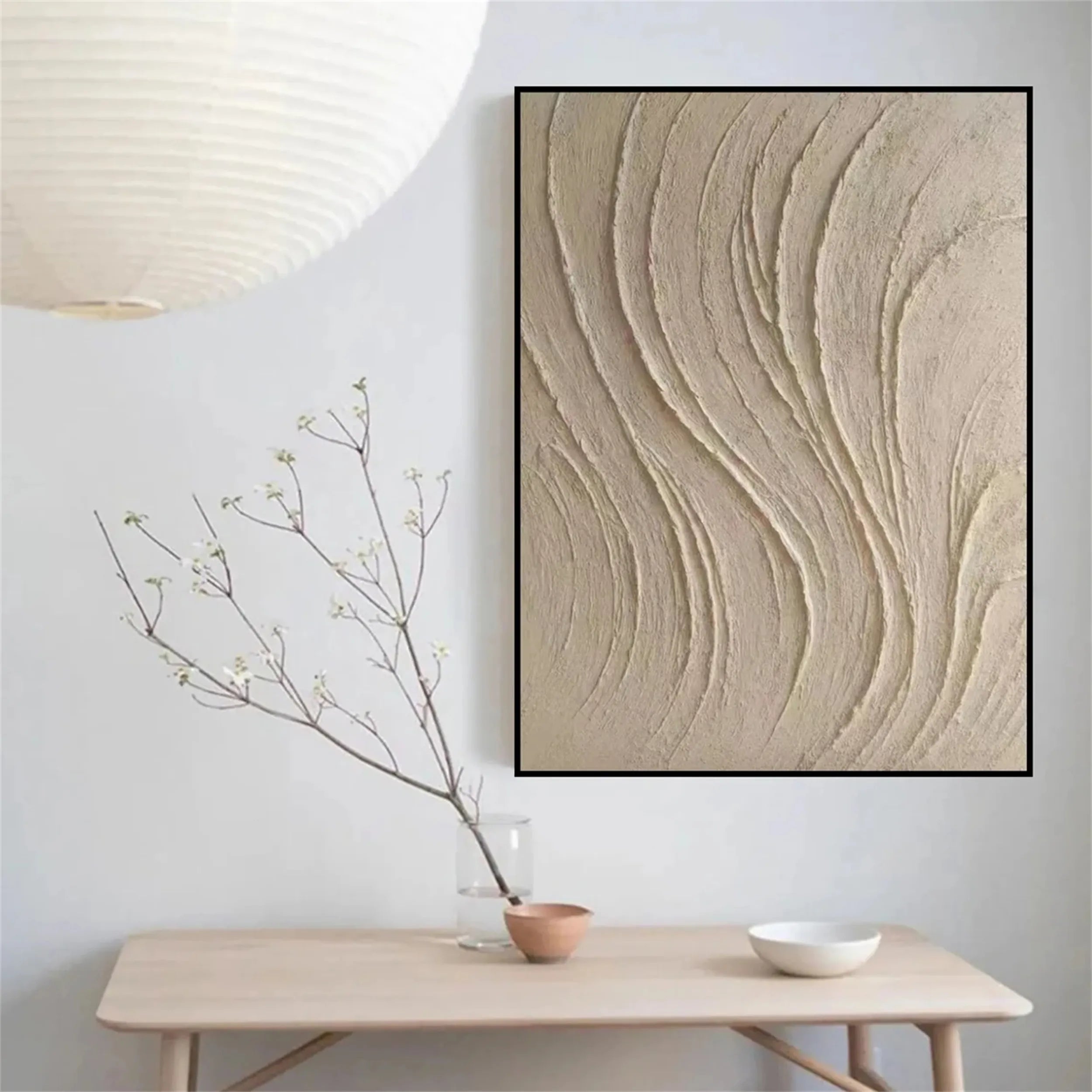 Custom Size Beige & Brown Abstract Wall Art Canvas Print #BB095 - Perfect for Living Room, Bedroom & Office Decor