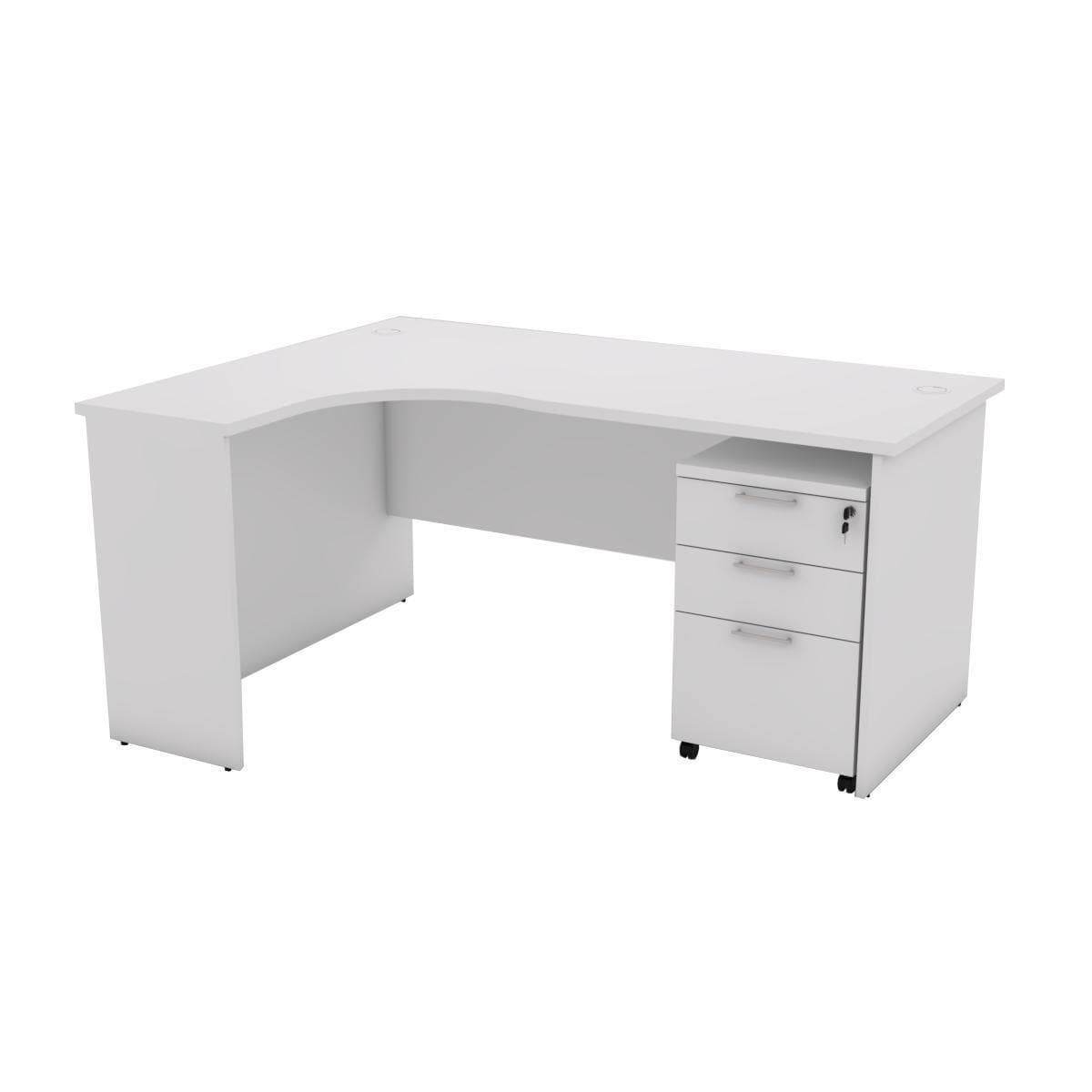 L-Shaped Study Desk with Mobile Pedestal - Modern Home Office Computer Workstation for Small Spaces, Gaming & Remote Work