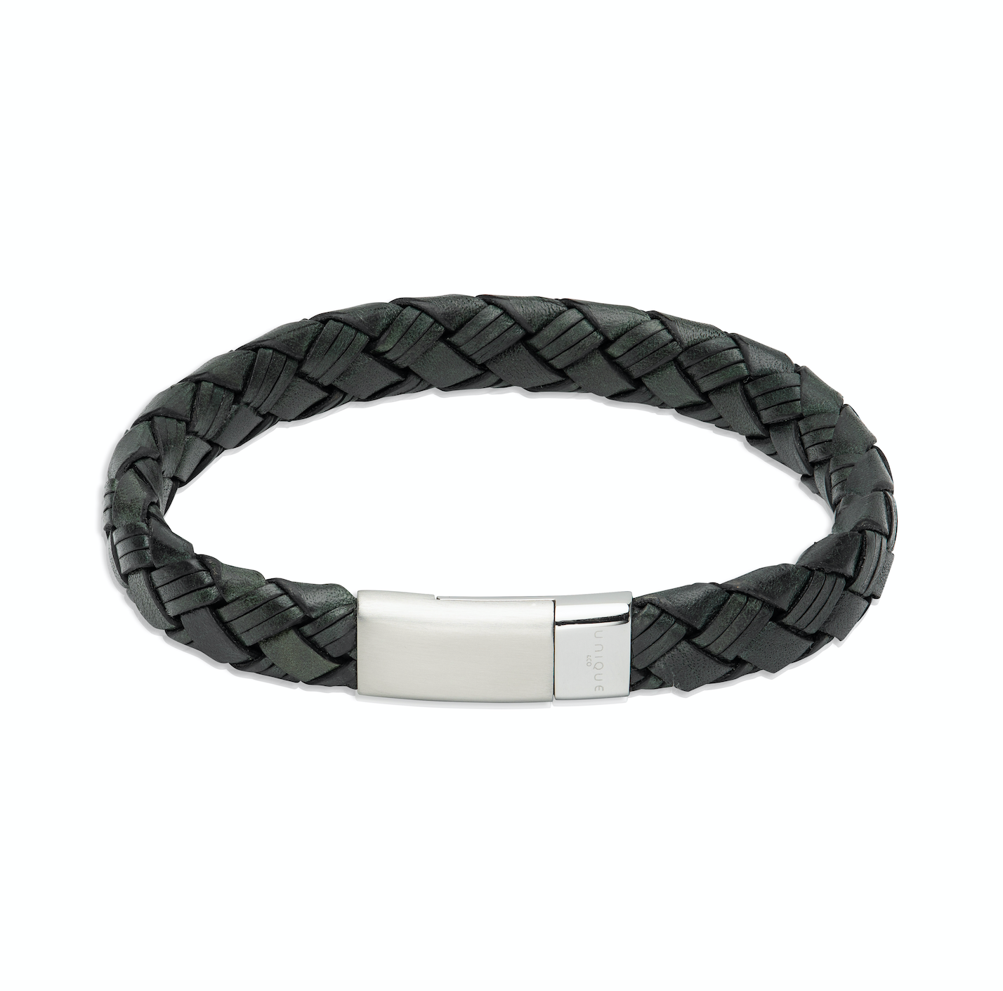 Handmade Dark Green Braided Leather Bracelet with Stainless Steel Clasp - Perfect for Casual Wear, Gifts & Boho Fashion Accessories