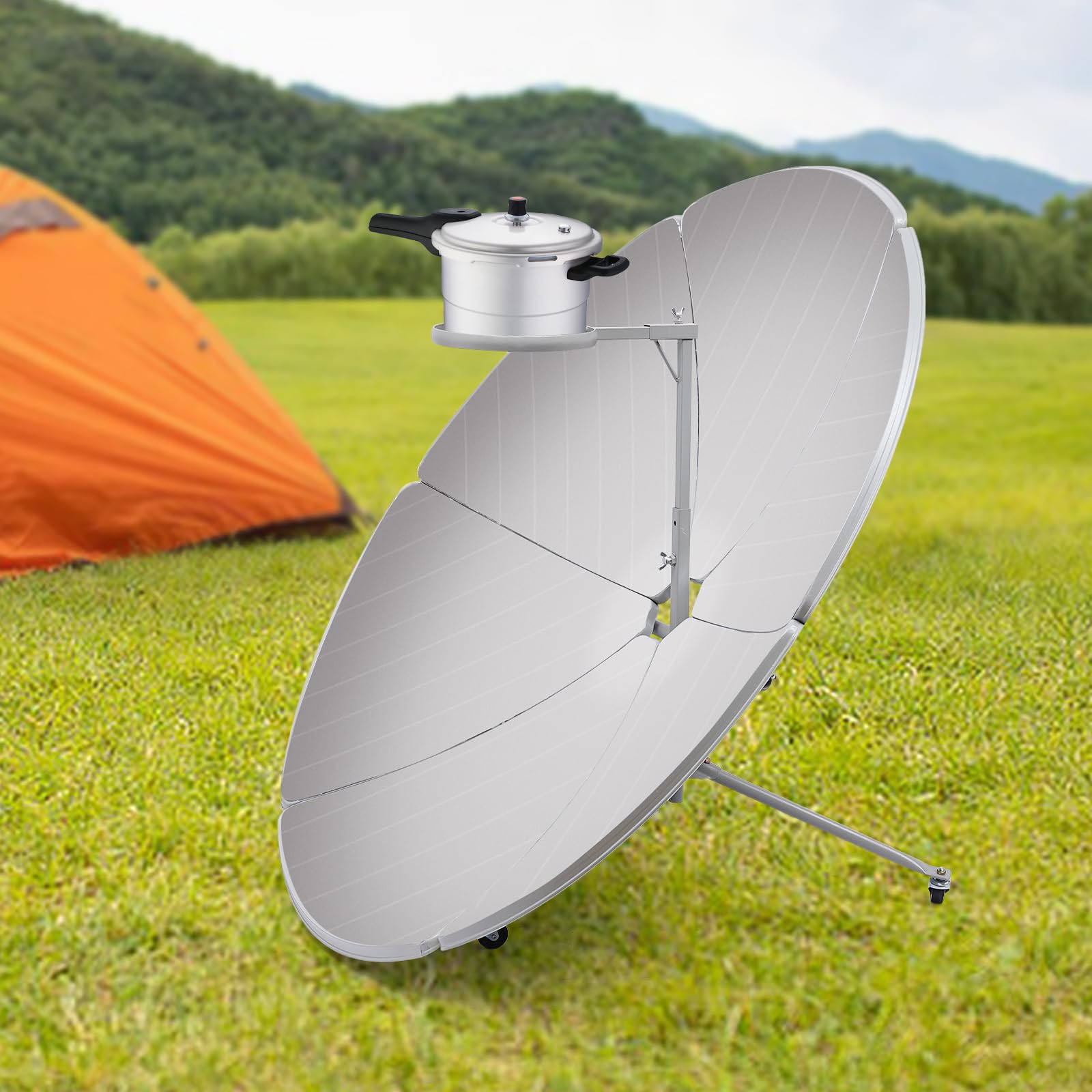 Premium 1.5m Parabolic Solar Cooker - 1800W High Efficiency Outdoor Cooking for Camping, Grilling & BBQ - Eco-Friendly DIY Solar Oven for Backpacking, Emergency Preparedness & Off-Grid Living
