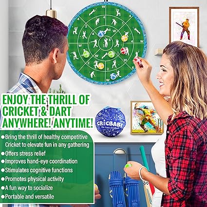 Cricbaby Cricket Dart Game Set - Professional Steel Tip Darts for Indoor & Outdoor Sports, Fun Party Games for Adults & Kids - Perfect for Backyard, Pub, and Family Gatherings