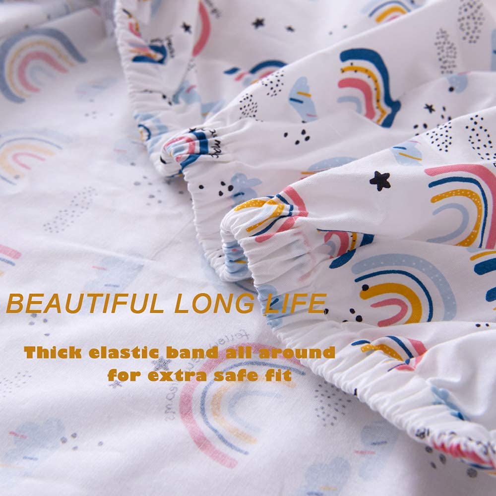 Brandream 8-Piece Baby Crib Bedding Set - Pink Panda & Rainborn Cloud Print Nursery Bedding for Girls | Soft, Breathable Cotton Crib Sheets, Blanket & Pillowcase Set | Perfect for Newborn, Infant & Toddler Bedrooms
