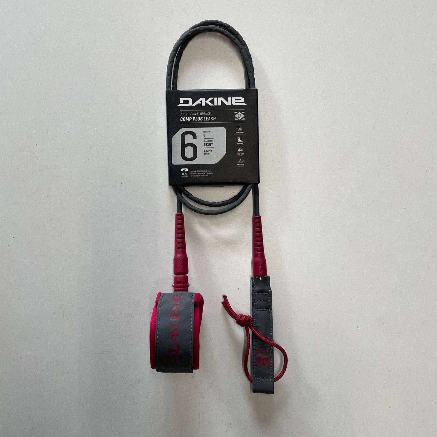 **Dakine John John Florence Comp Plus Surf Leash 6ft X 3/16in Port - Premium Surfboard Leash for Performance Surfing, Ocean & Beach Use**