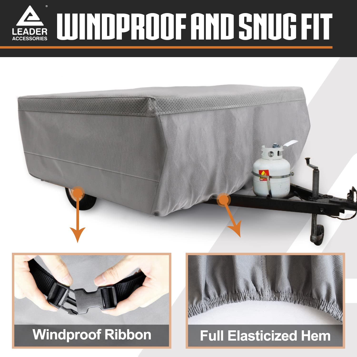 Leader Accessories Pop-Up Folding Camper Cover for RV Trailers (14-16 Feet) - Waterproof & UV-Resistant Protection for Outdoor Camping & Travel