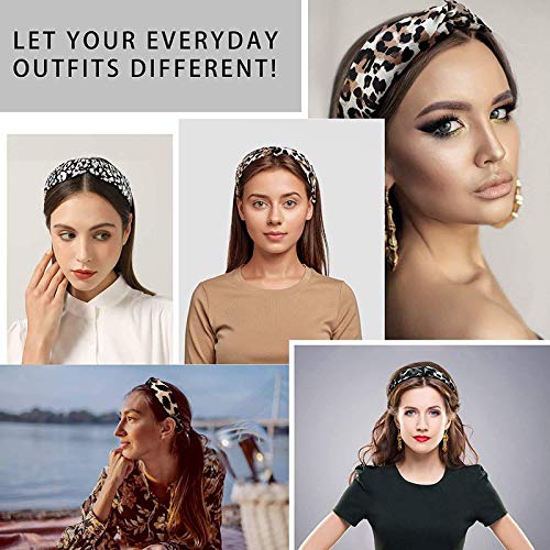 Belicia Leopard Print Headbands for Women & Girls - Fashionable Elastic Hair Bands with Twisted Criss Cross Design - Perfect for Workouts, Yoga, Sports and Everyday Style