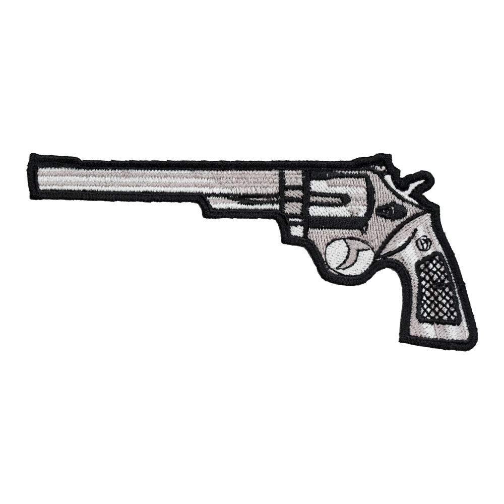 Black Revolver Gun Left Patch - Tactical Embroidered Badge for Jackets, Vests & Hats | Military, Police & Outdoor Enthusiast Accessories