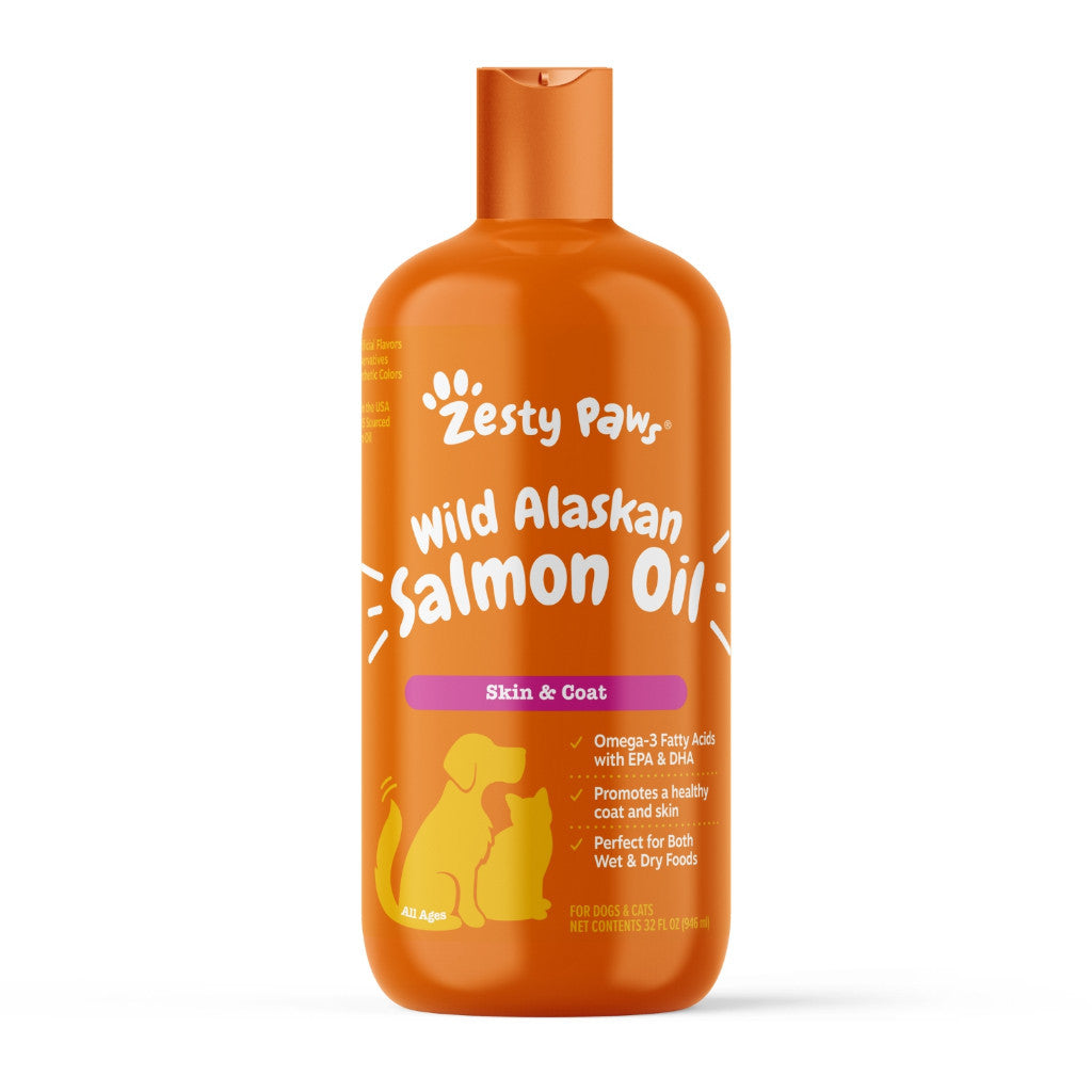 Premium Wild Alaskan Salmon Oil for Dogs & Cats - Omega 3 EPA DHA Supplement (8oz, 16oz, 32oz) | Supports Skin, Coat & Joint Health | Mixes Easily with Wet or Dry Food | Great for Daily Nutrition & Immune Support
