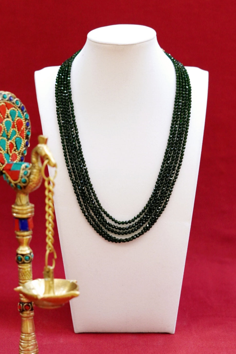 5-Layer Green Gemstone Necklace for Women - Elegant Party Jewelry, Evening Wear Accessory (D1078) | Perfect for Weddings, Prom, Cocktail Parties & Special Occasions
