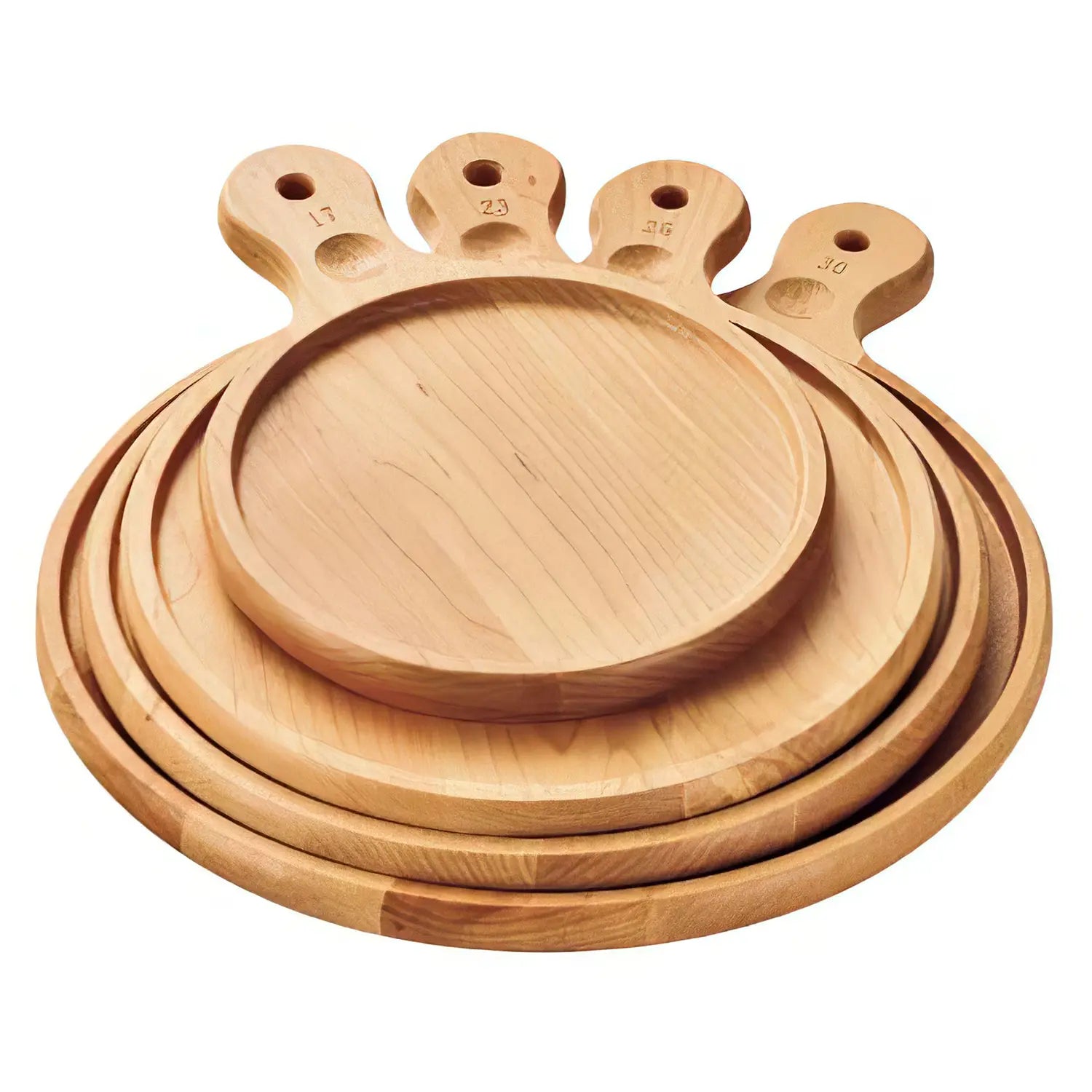 EBM Maple Wood Pizza Serving Tray - Handcrafted Wooden Pizza Board for Home, Restaurants & Parties - Perfect for Serving, Cutting & Presenting Pizzas, Charcuterie & Appetizers