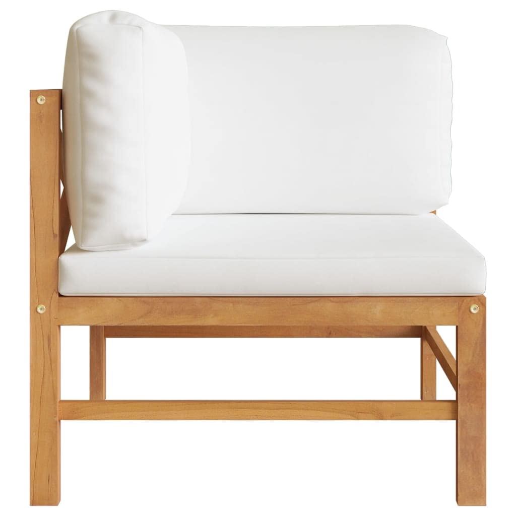 Premium 2-Seater Teak Patio Bench with Cream Cushions - Weather-Resistant Outdoor Furniture for Garden, Terrace, Balcony - Comfortable & Easy to Clean - Perfect for Relaxing, Entertaining, or Sunbathing