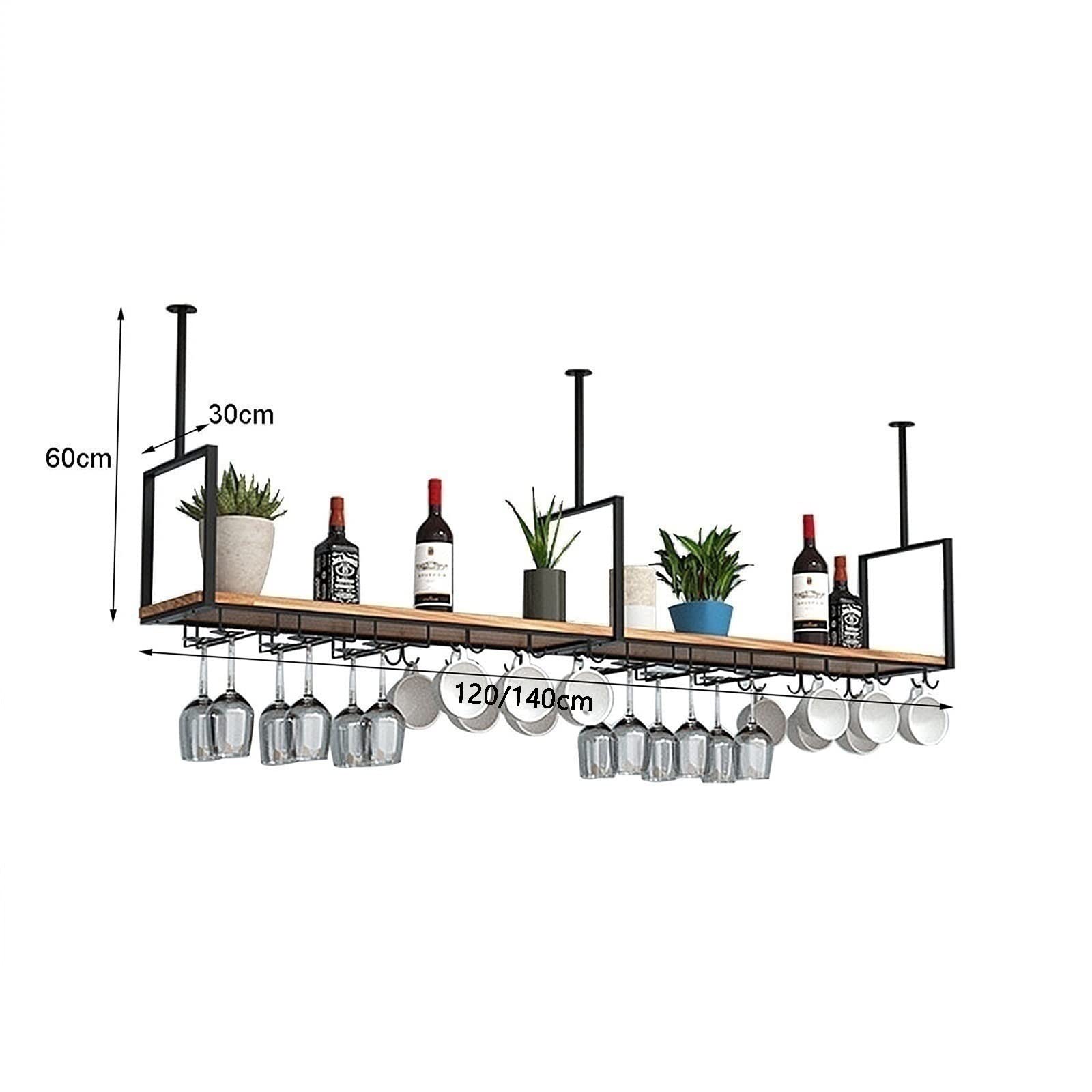 European Style Ceiling Wine Glass Holder - Hanging Plant Stand & Floating Storage Rack for Kitchen, Bar, Cafe - Multi-Purpose Wall Display Shelf for Wine Glasses & Home Decor - Perfect for Small Space Organization & Stylish Interior Design