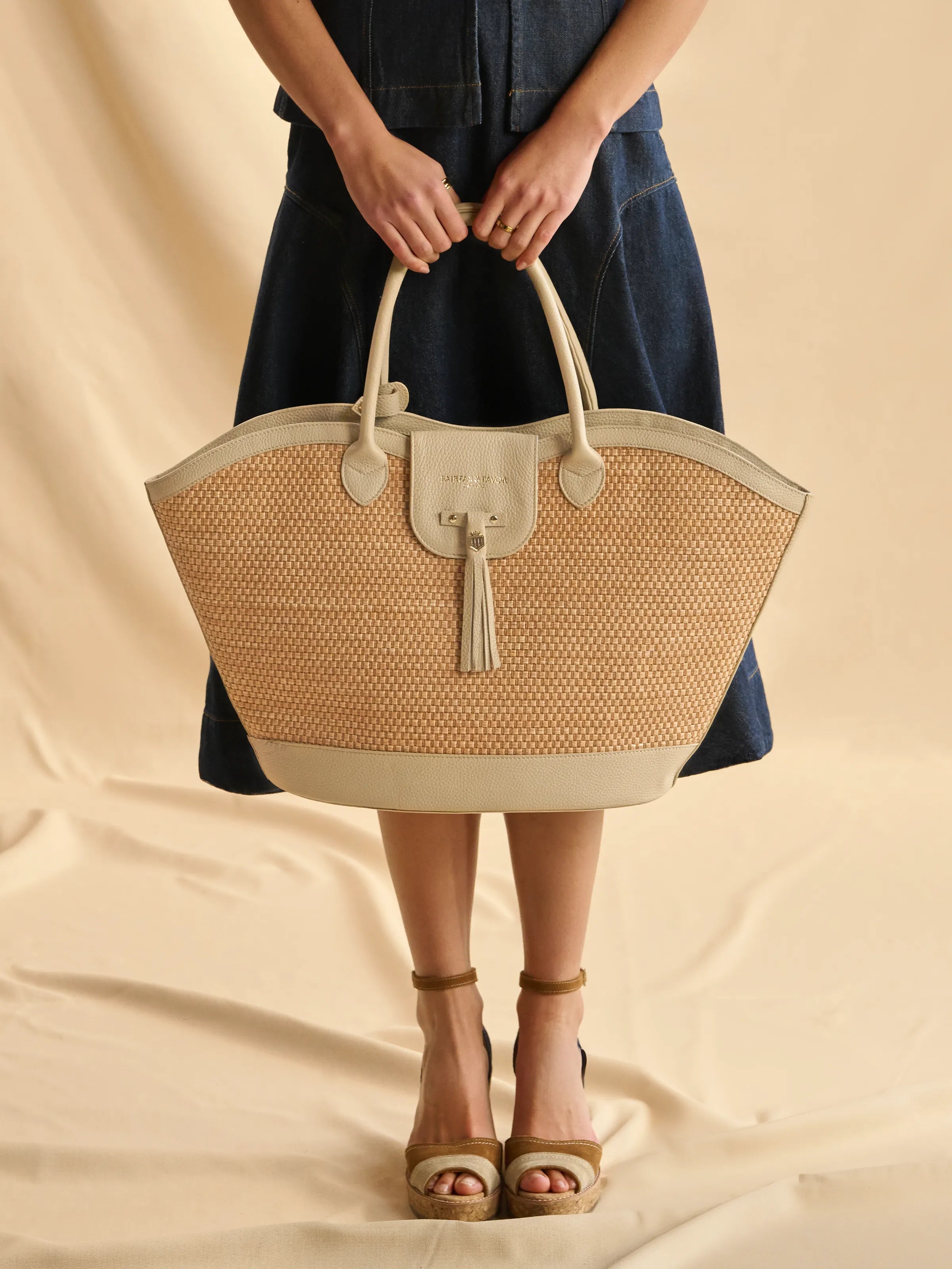Windsor Large Woven Basket Bag - Stylish Stone Color Handbag for Women | Perfect for Beach, Picnic, and Summer Outings