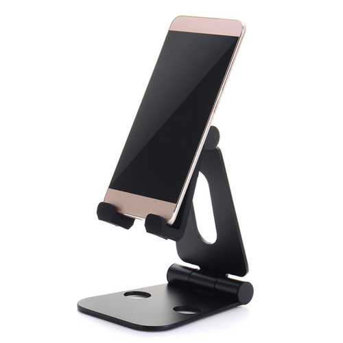 Aluminum Double Folding Bracket Stand for Smartphone & Tablet - Adjustable Phone Holder for Desk, Bed, Car - Perfect for Watching Videos, Video Calls & Reading