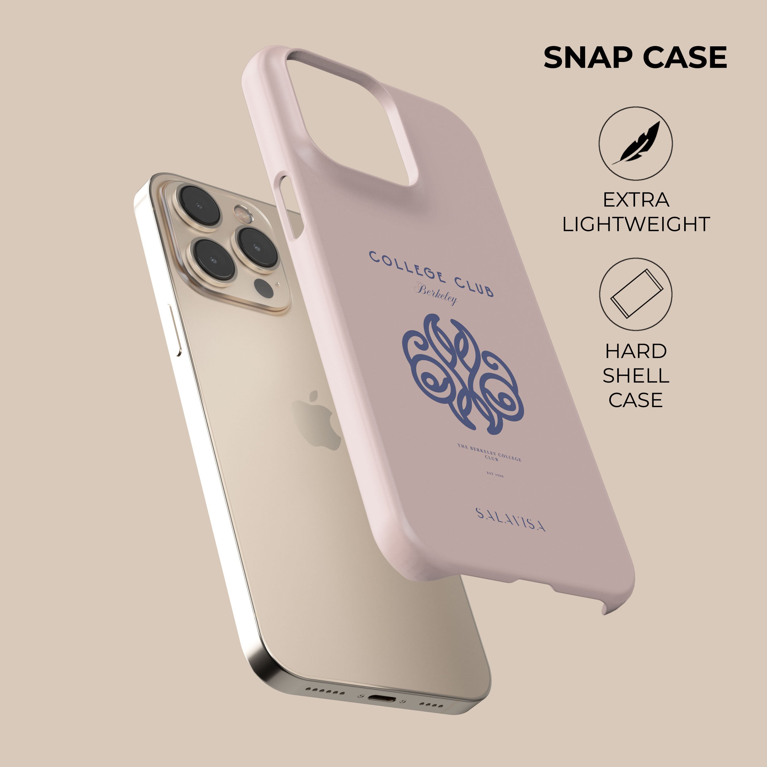 Trendy Pink College Club Phone Case for iPhone & Samsung - Slim Protective Cover with Grip for School, Campus & Everyday Use
